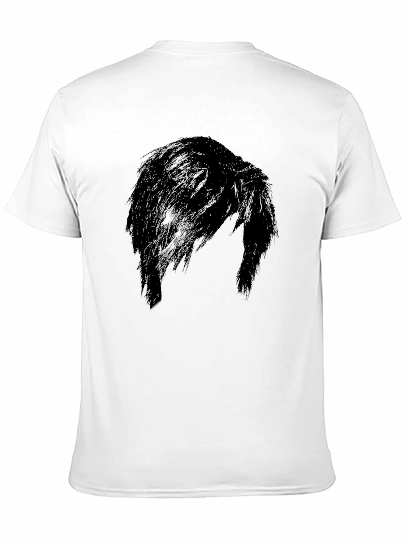 Mens Black Graphic Tee - Mysterious Hair Silhouette Design