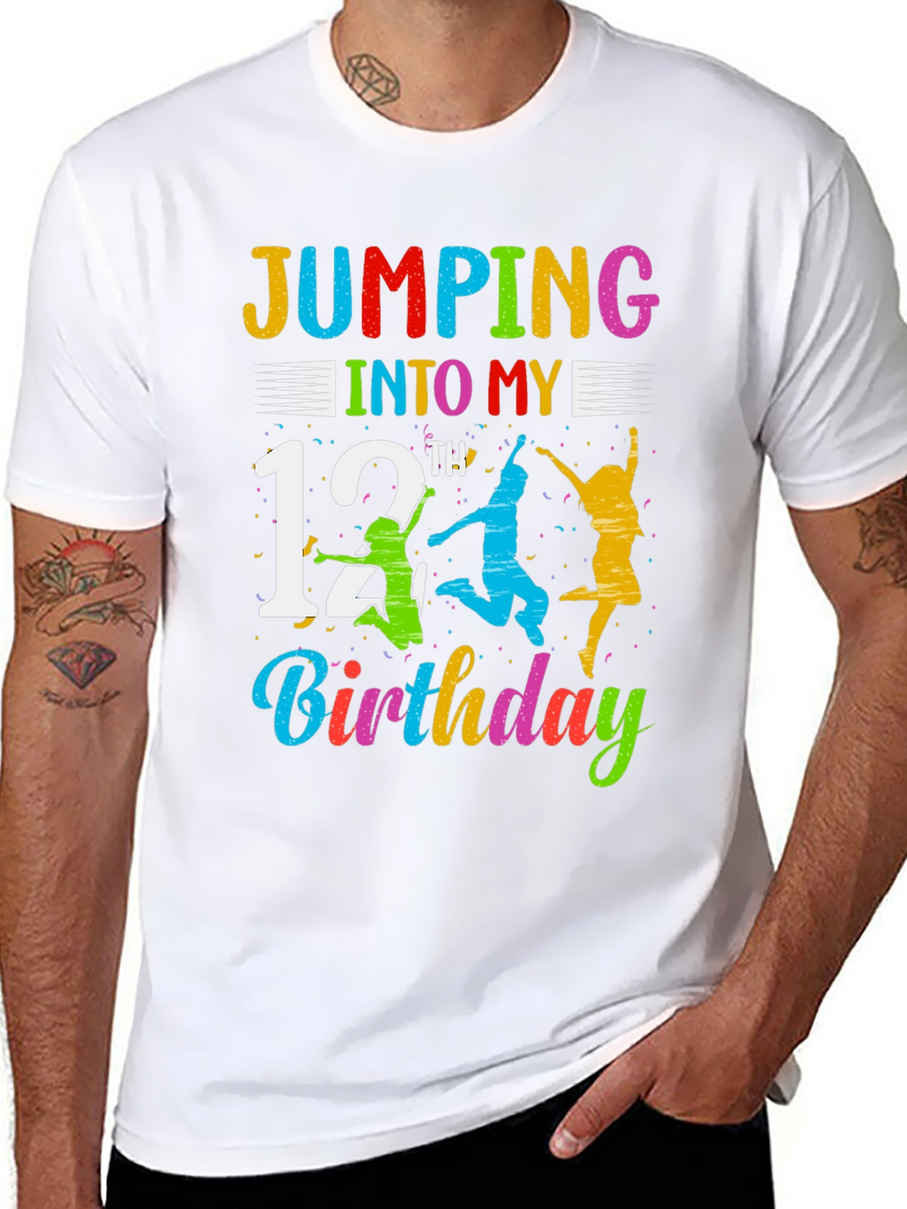 Jumping Into My 12th Birthday Black T-Shirt