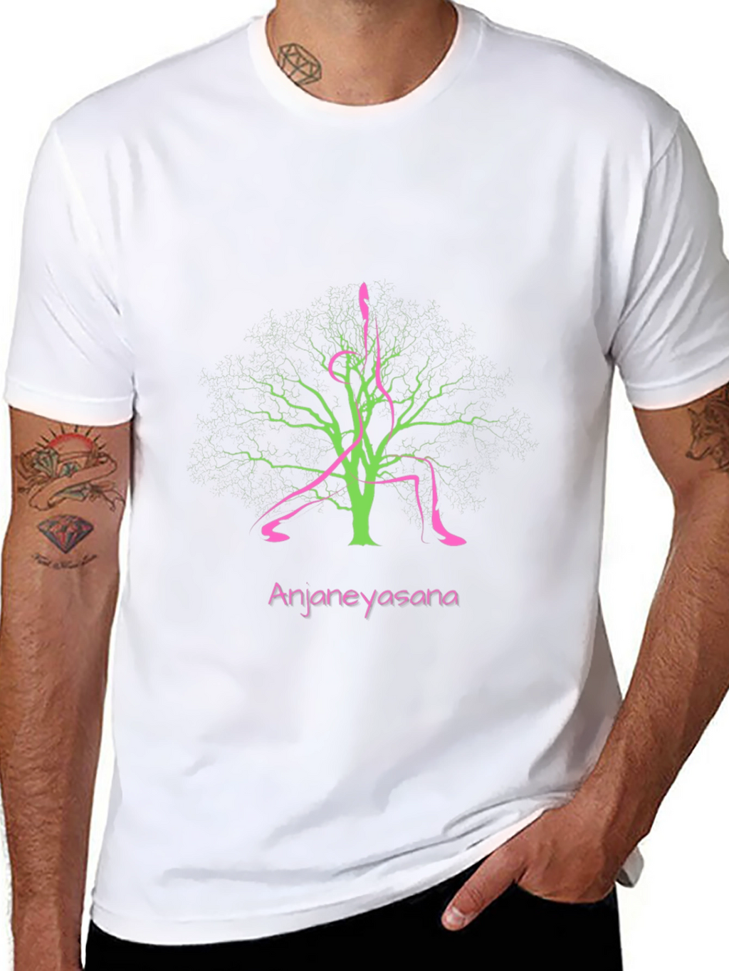 Anjaneyasana Yoga Tree Black T-Shirt