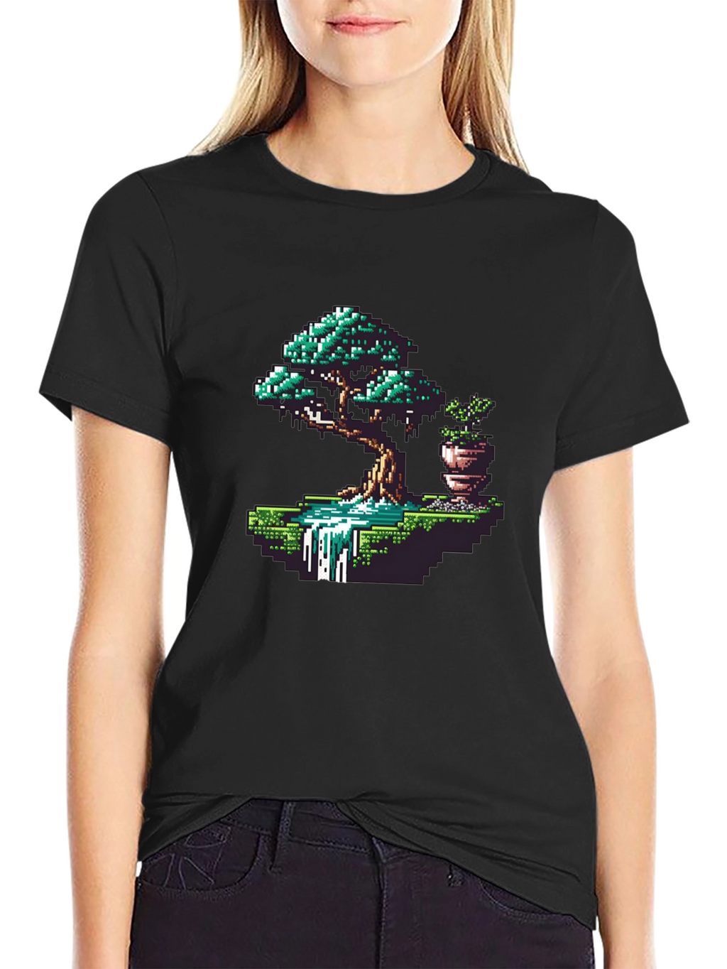 Pixel Art Bonsai Tree Graphic Tee