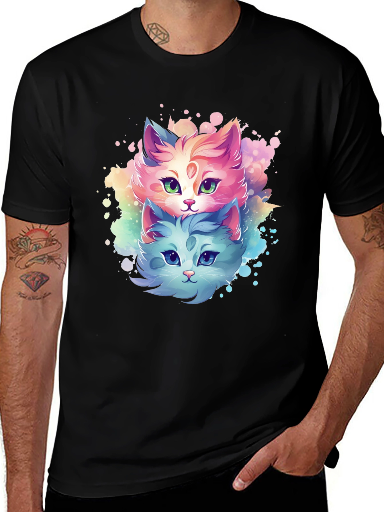 Two Cats Watercolor Graphic Tee