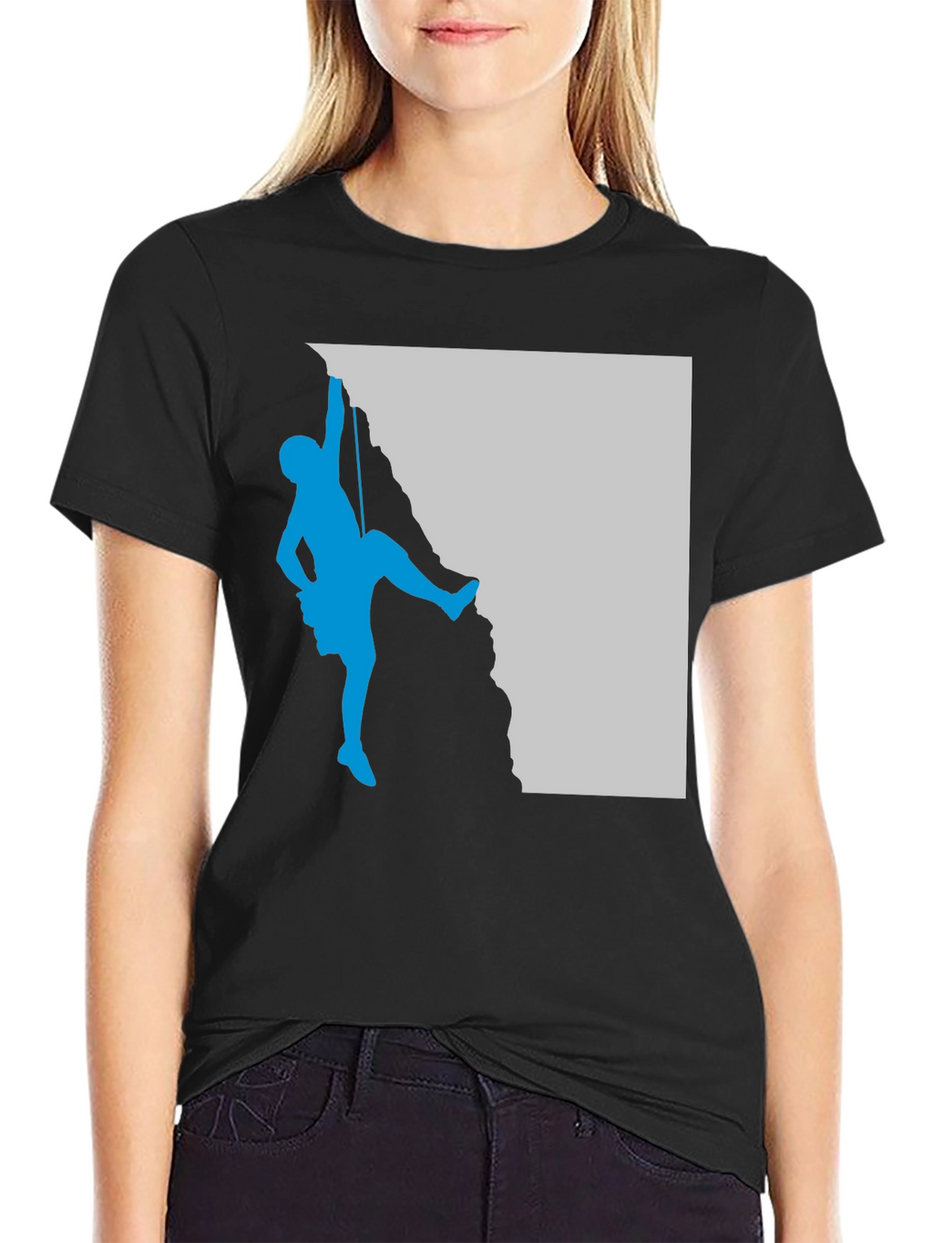 Climbing Silhouette Graphic Tee - Black Casual T-Shirt