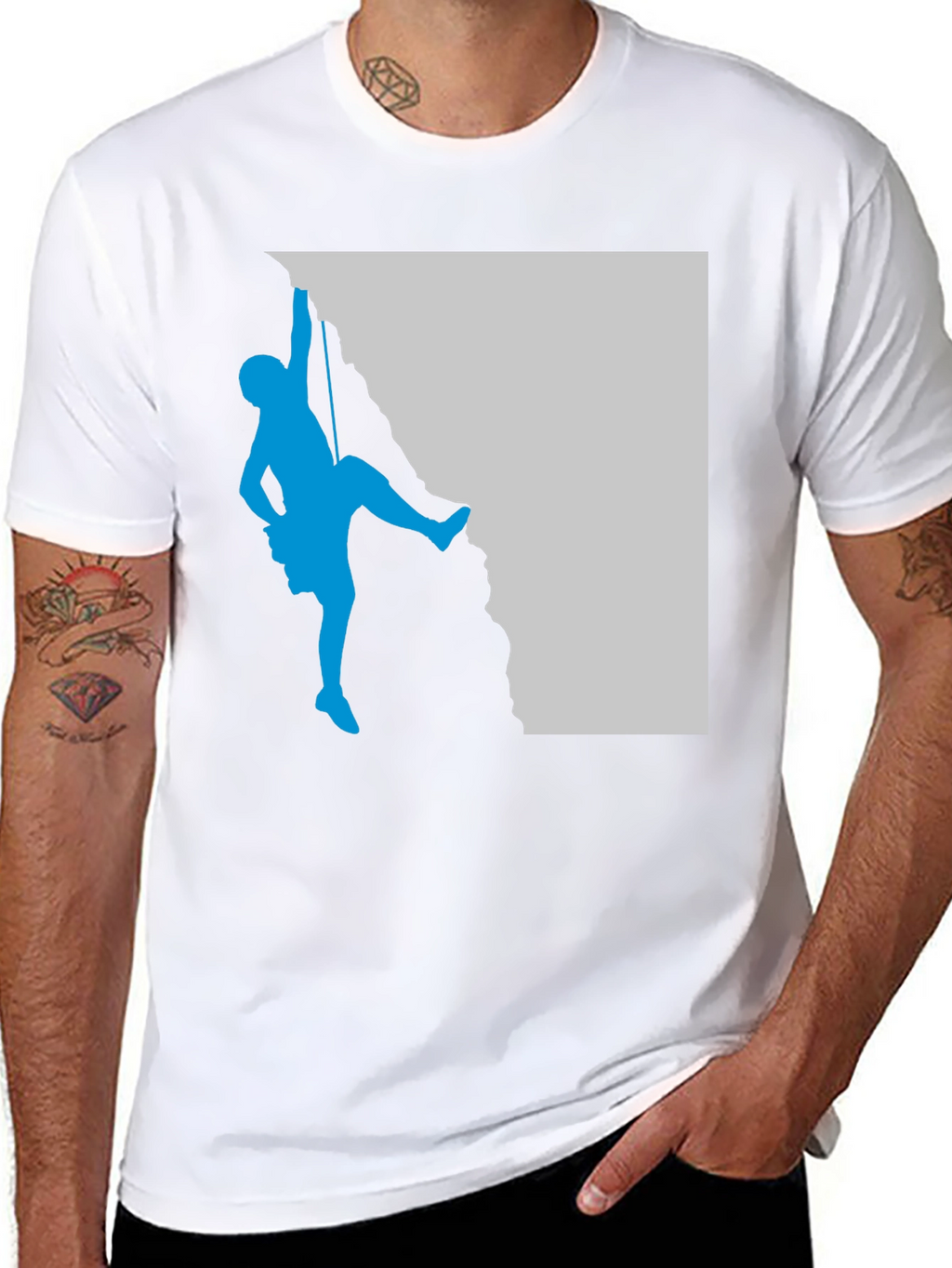 Climbing Silhouette Graphic Tee - Black Casual T-Shirt