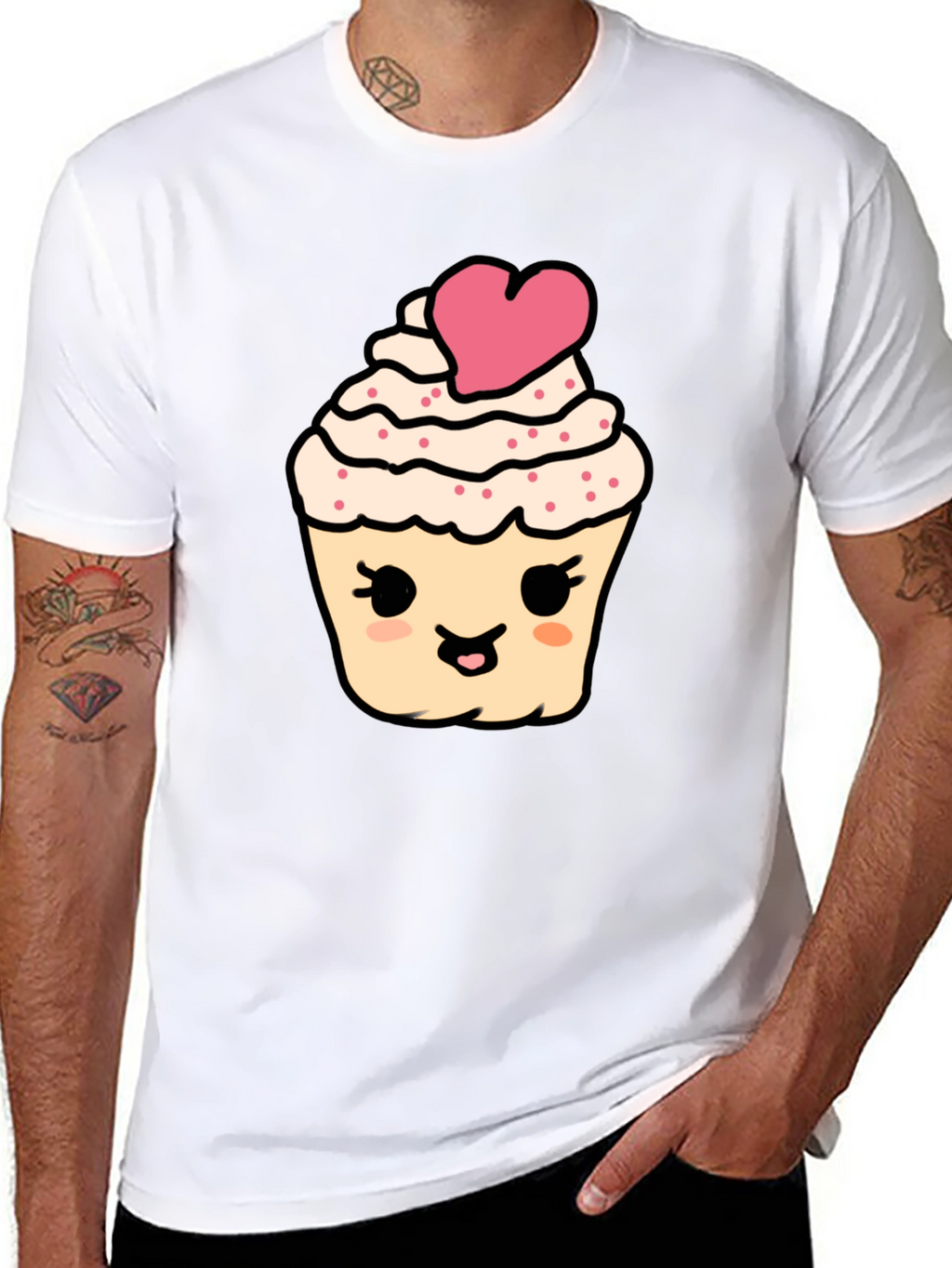 Cute Cupcake Graphic Tee - Black Cotton Comfort