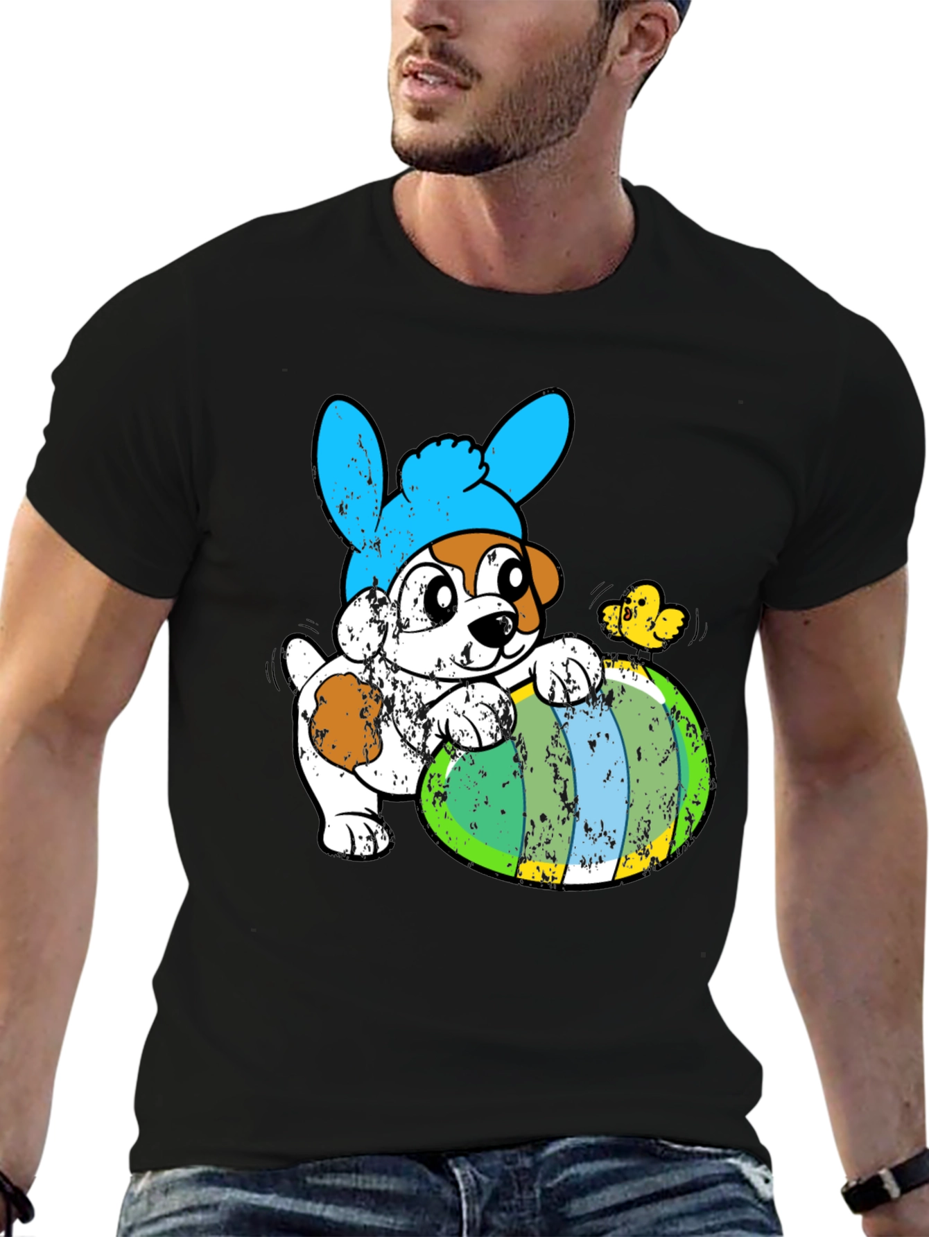 Easter Dog T-Shirt - Bunny Ears & Egg