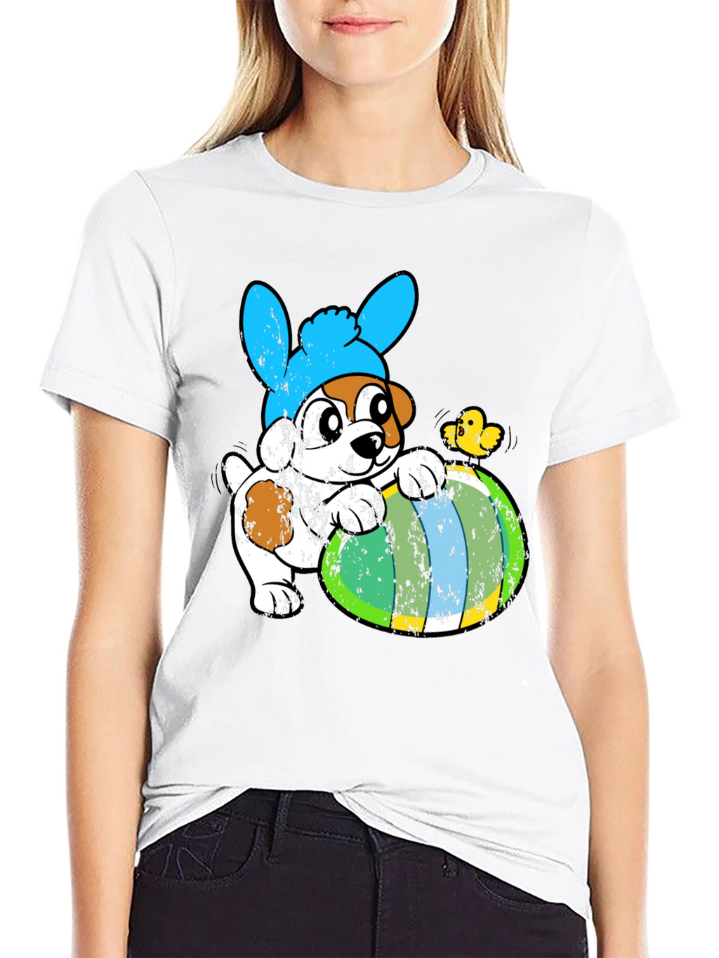 Easter Dog T-Shirt - Bunny Ears & Egg