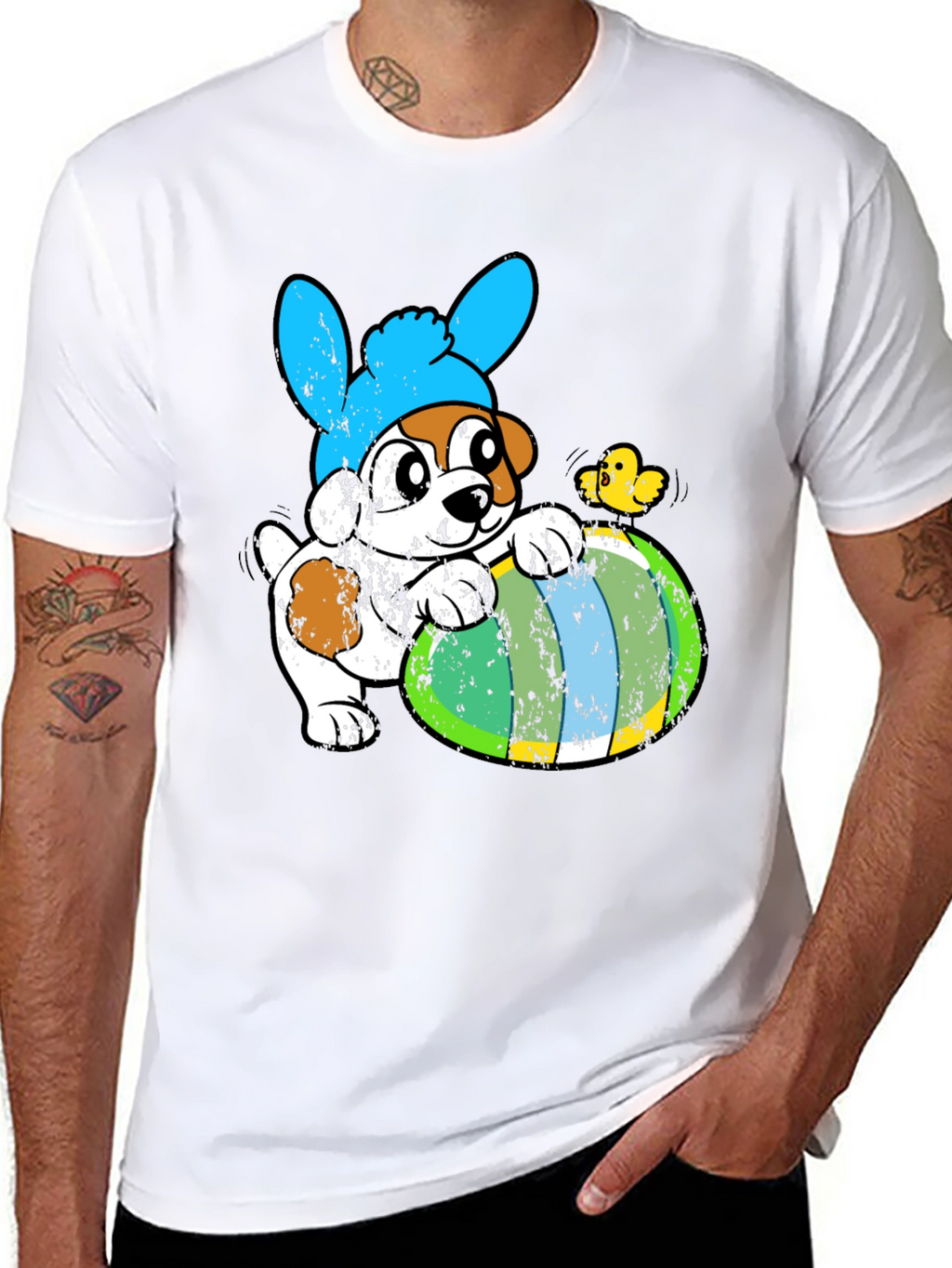 Easter Dog T-Shirt - Bunny Ears & Egg
