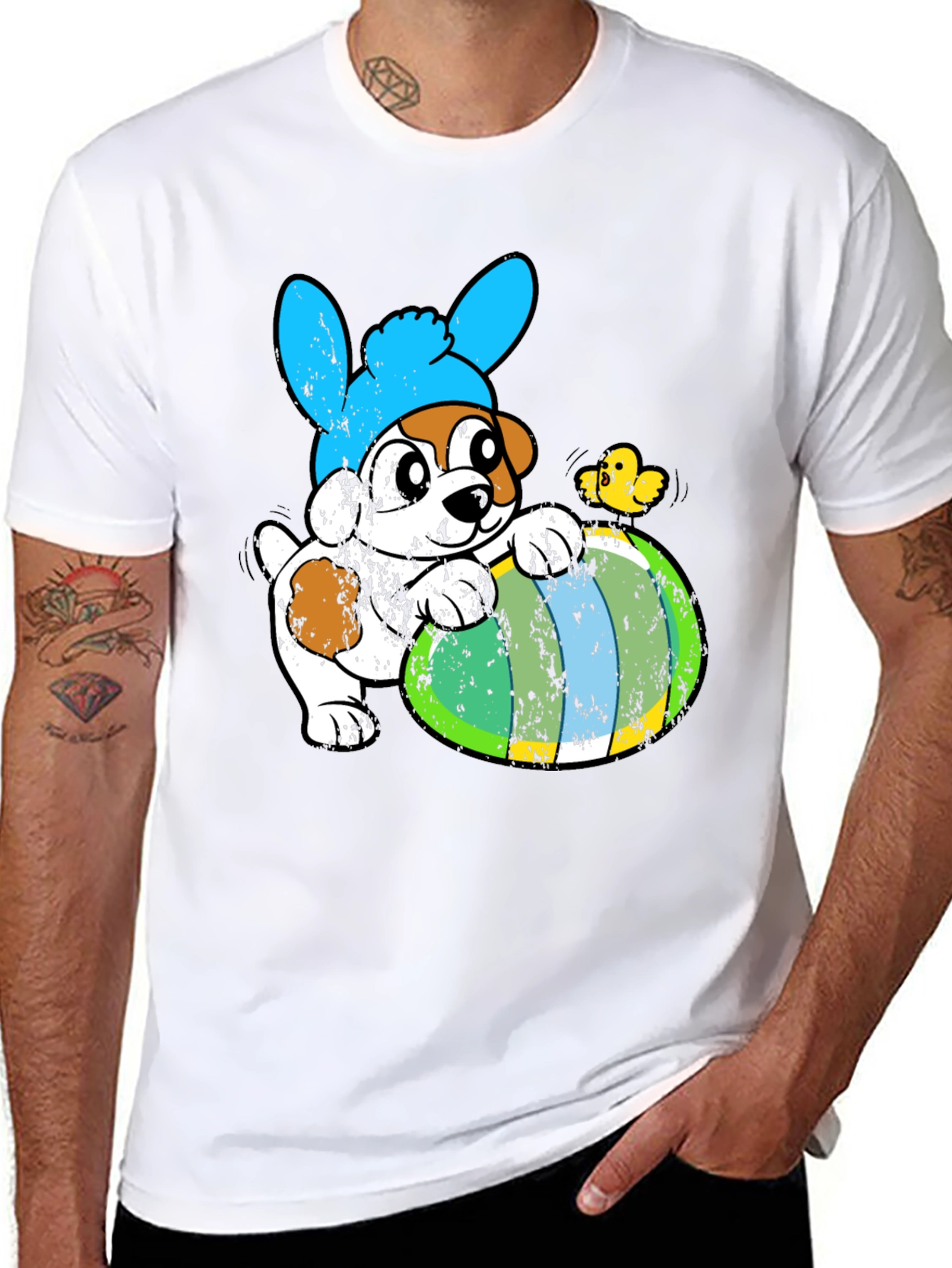 Easter Dog T-Shirt - Bunny Ears & Egg