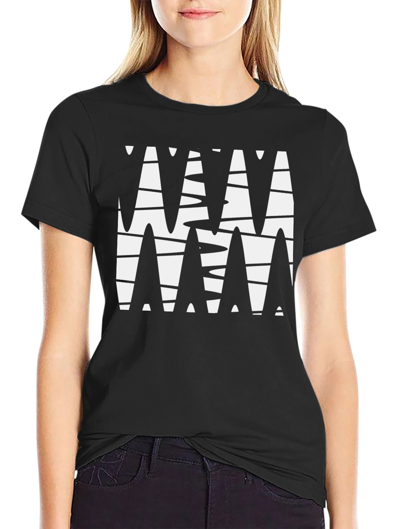 Abstract Geometric Black Graphic Tee