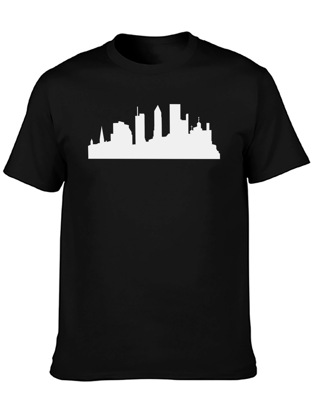 Cityscape Silhouette Tee - Classic Black Cotton T-Shirt