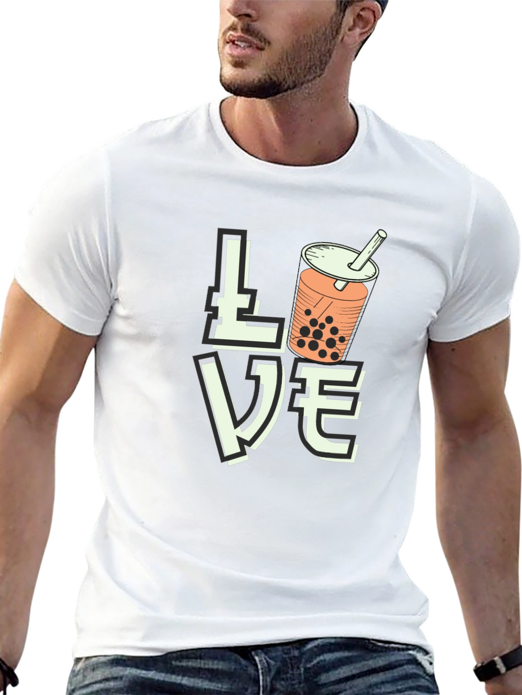 Love Bubble Tea Graphic T-Shirt - Black