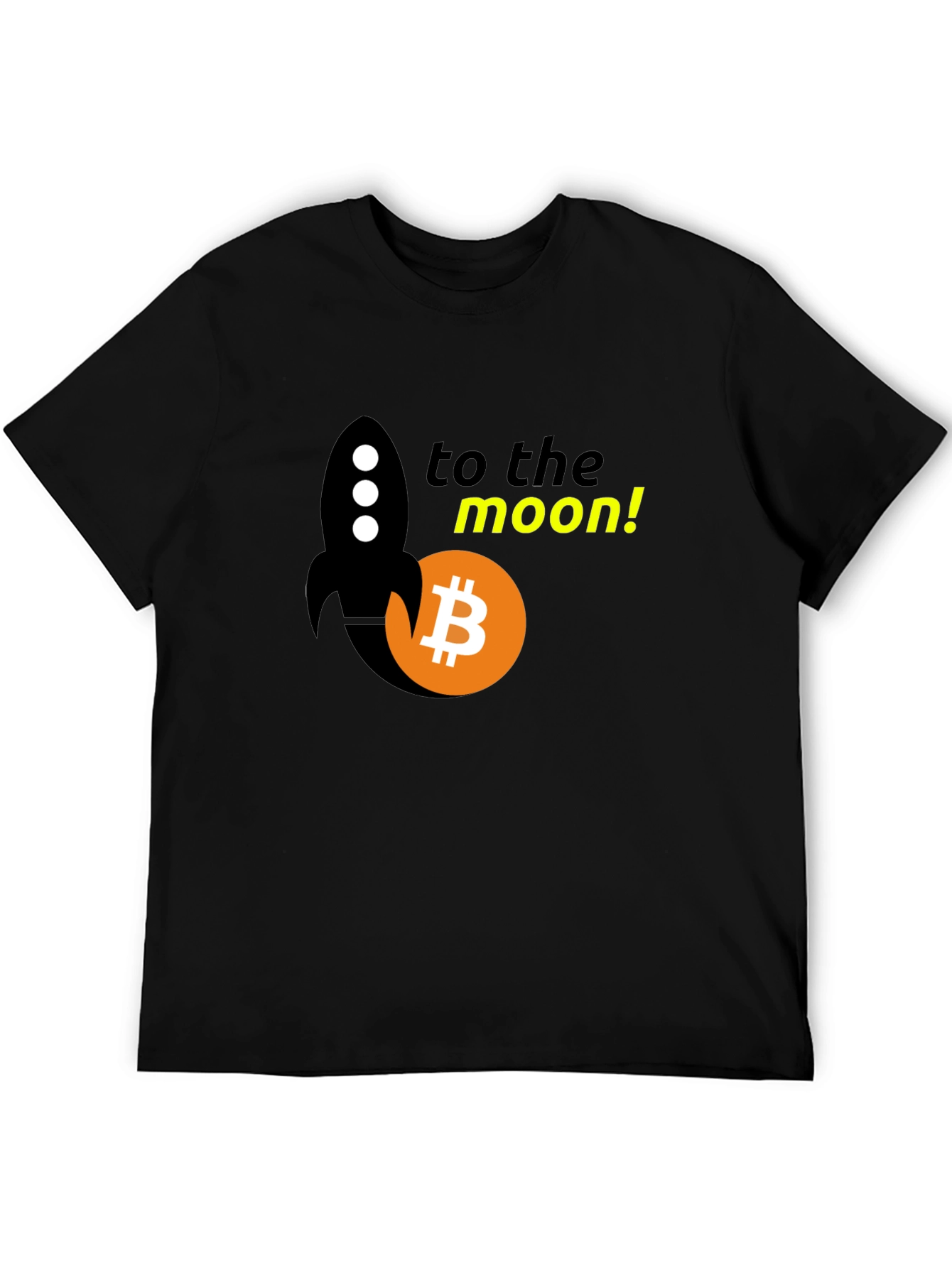 Bitcoin Rocket to the Moon Black T-Shirt