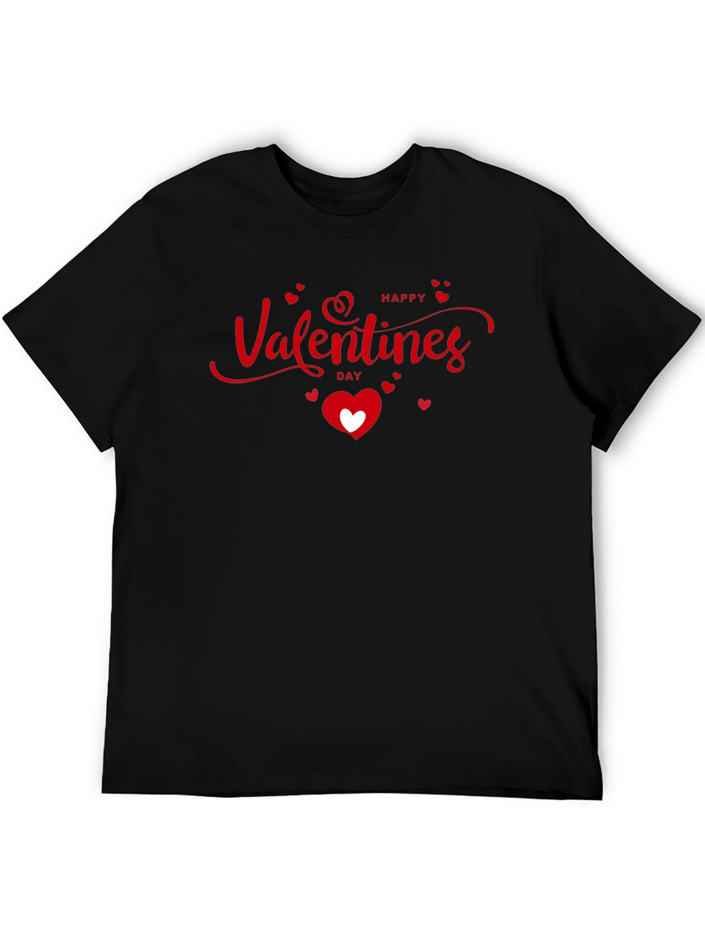 Happy Valentines Day Graphic Tee - Black Cotton
