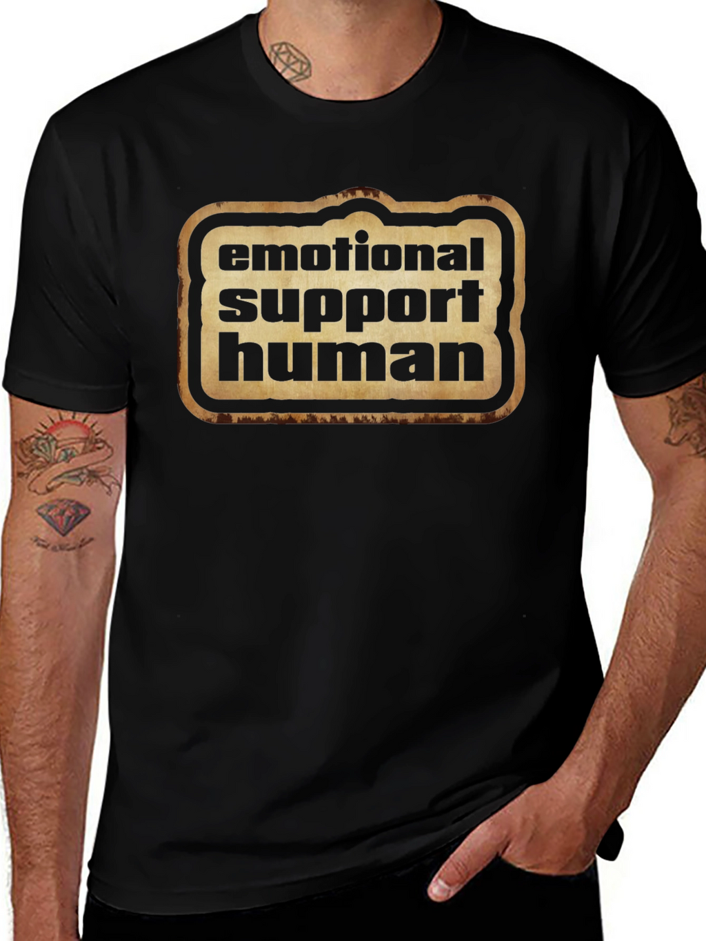 Emotional Support Human Graphic Tee - Black