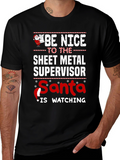 Funny Sheet Metal Supervisor Santa Watching T-Shirt