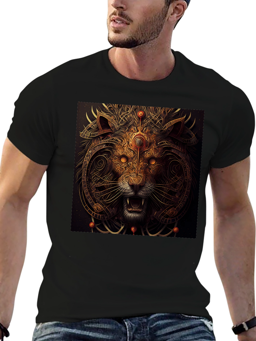 Mystic Lion Graphic Black T-Shirt