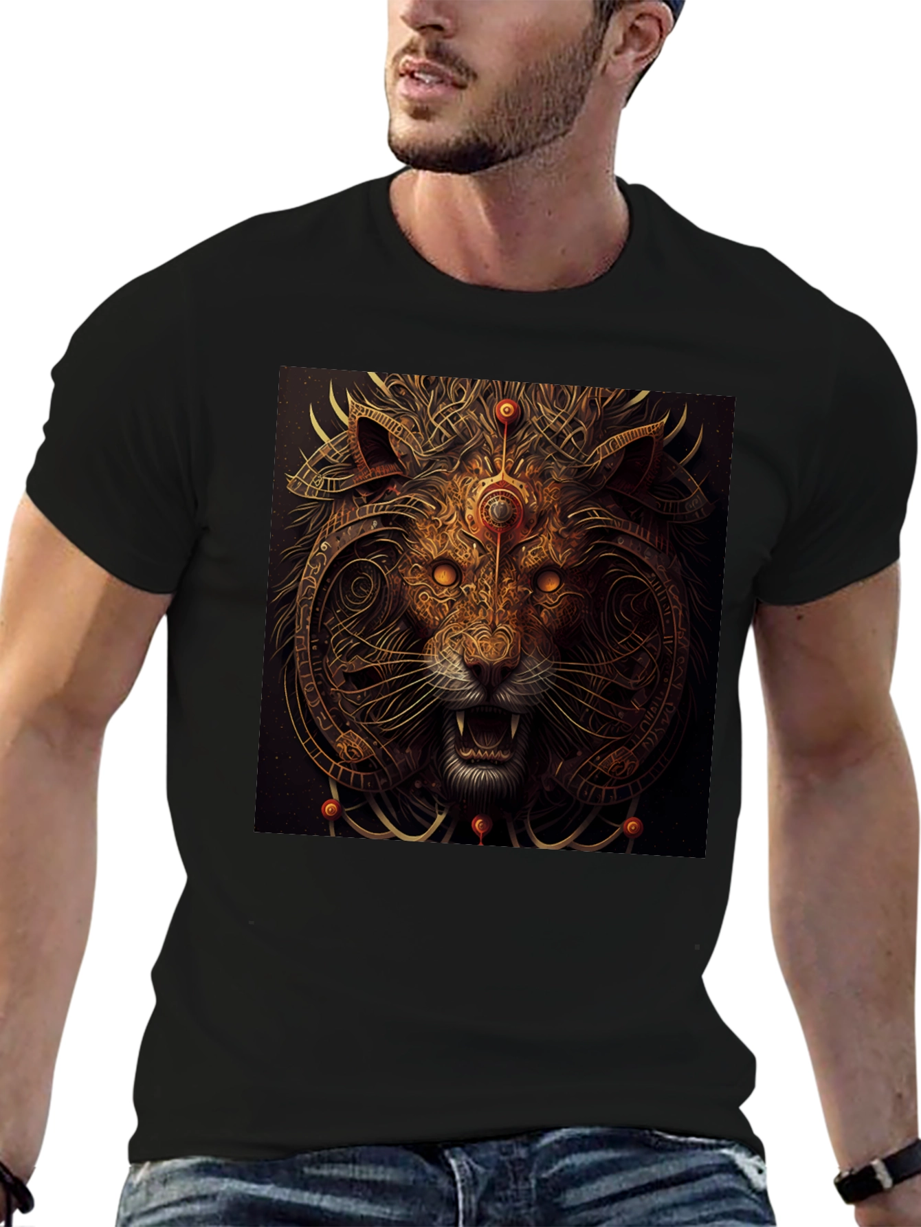 Mystic Lion Graphic Black T-Shirt