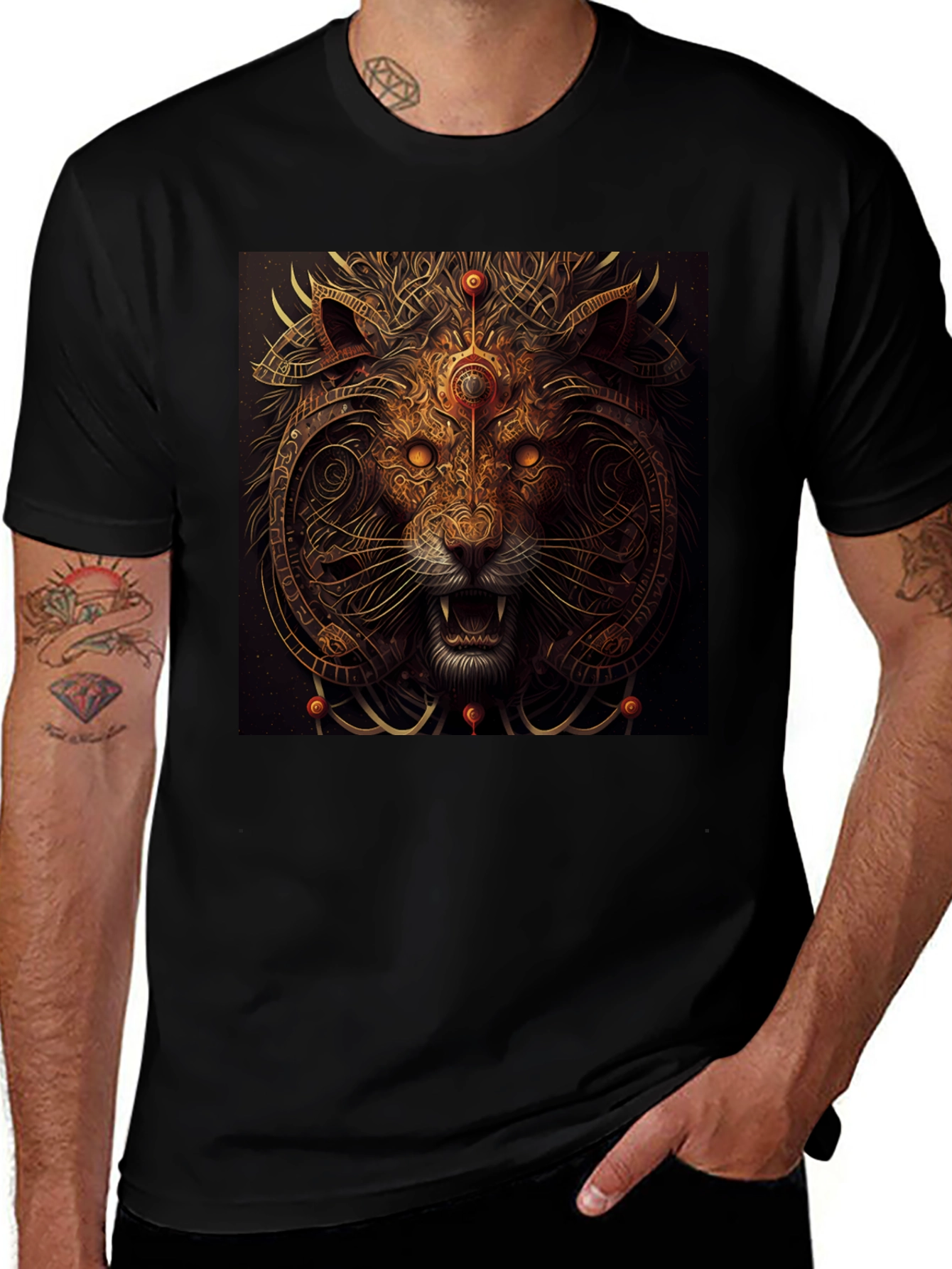 Mystic Lion Graphic Black T-Shirt