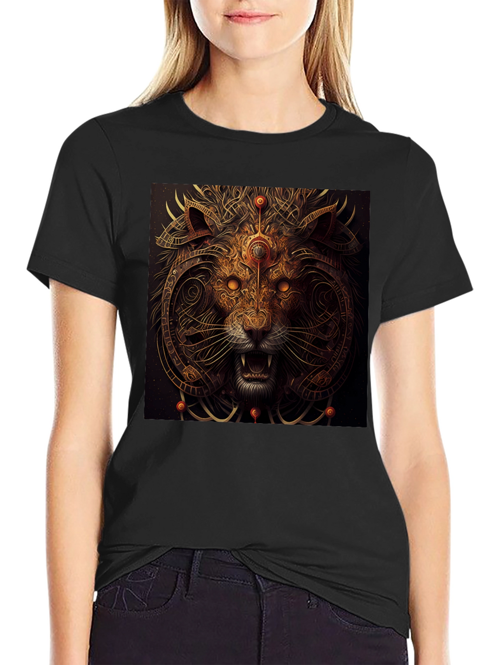 Mystic Lion Graphic Black T-Shirt
