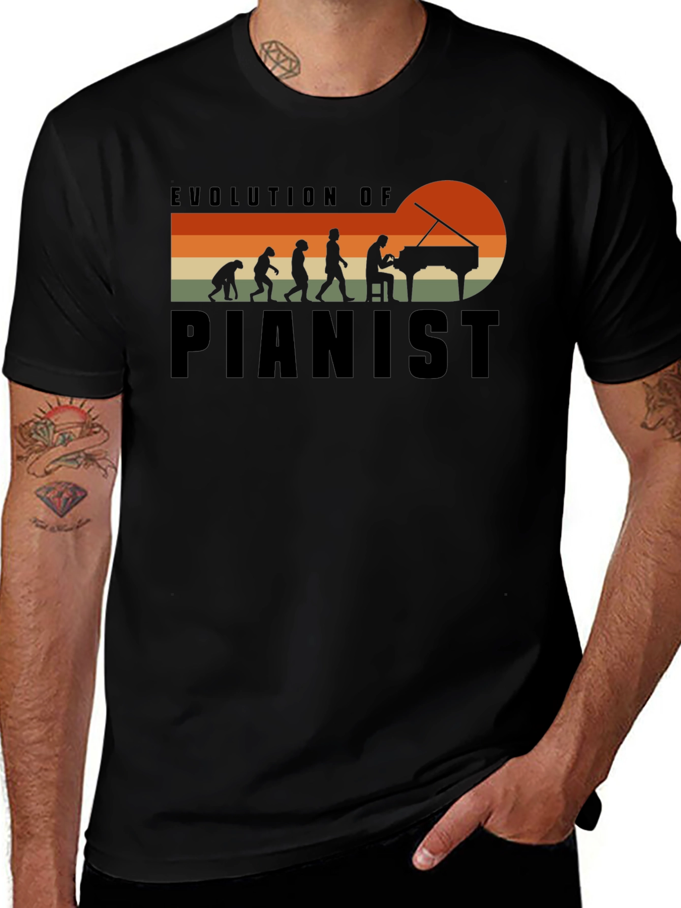 Evolution of Pianist Black T-Shirt