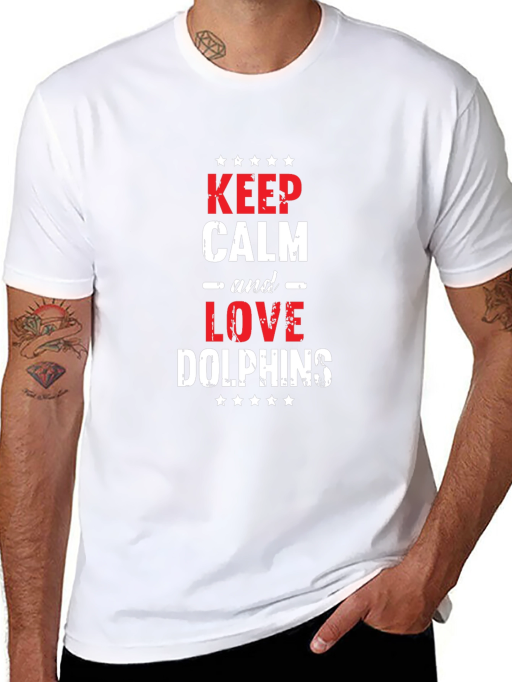 Keep Calm & Love Dolphins T-Shirt - Black