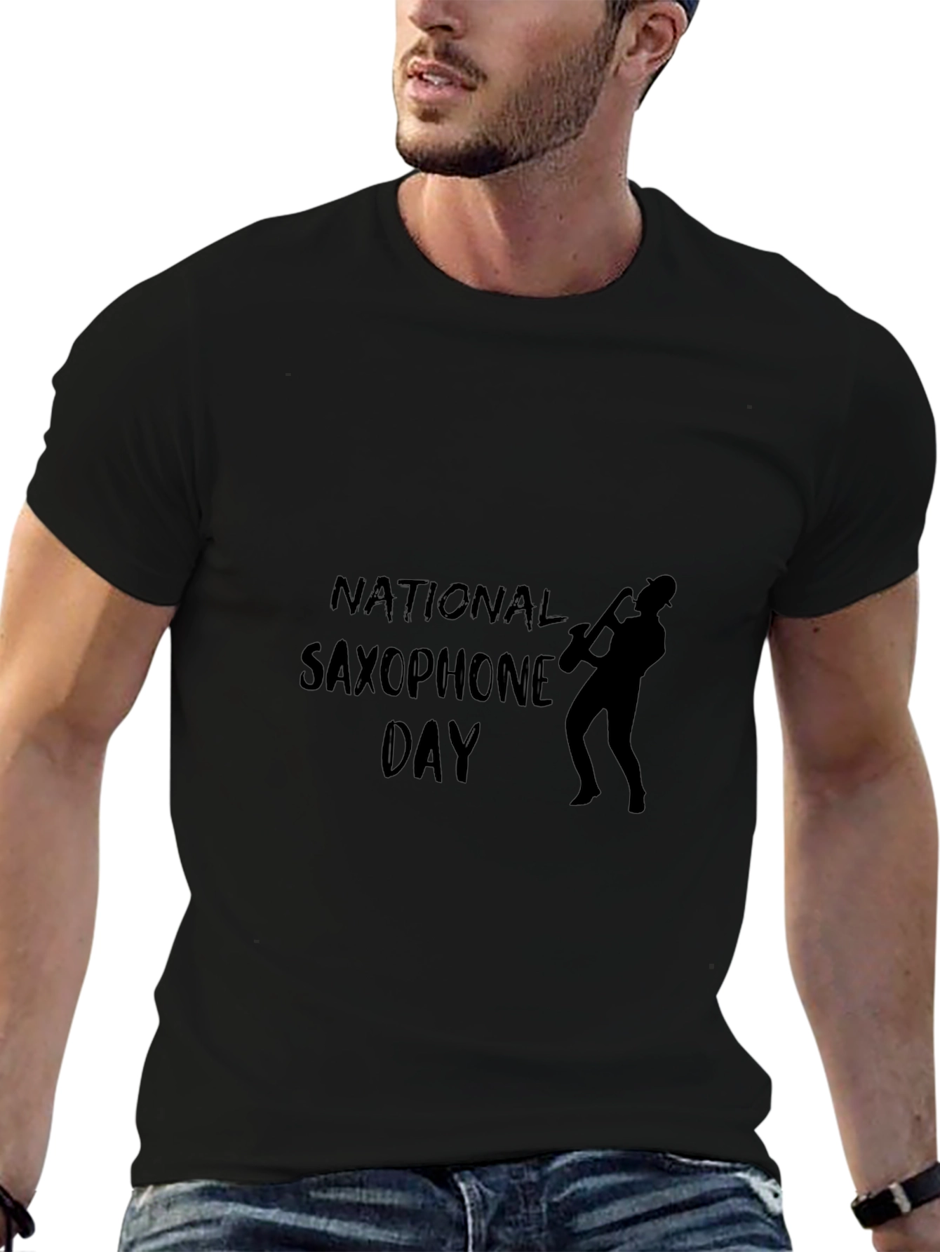 National Saxophone Day Black T-Shirt - Musician Gift