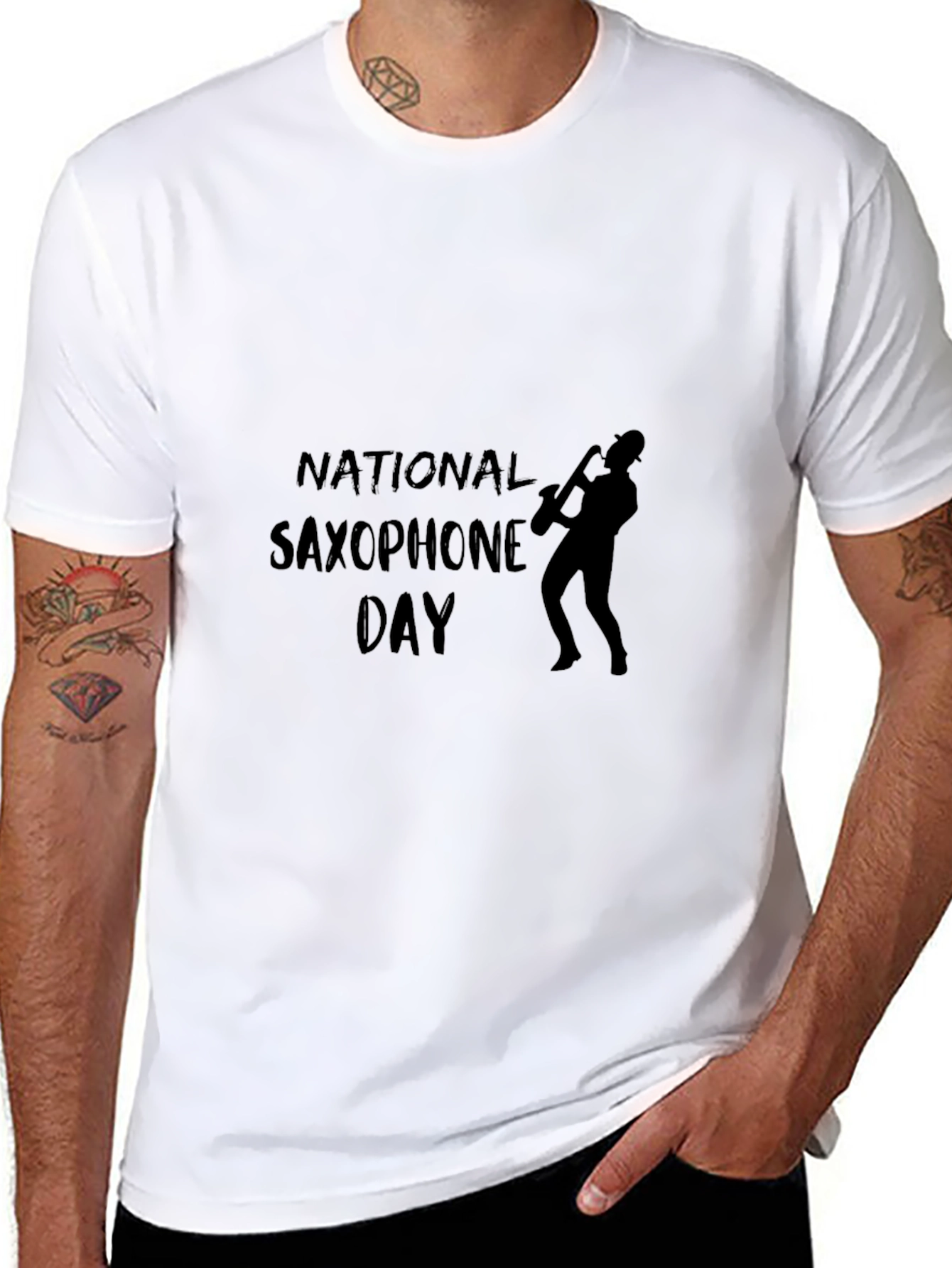 National Saxophone Day Black T-Shirt - Musician Gift