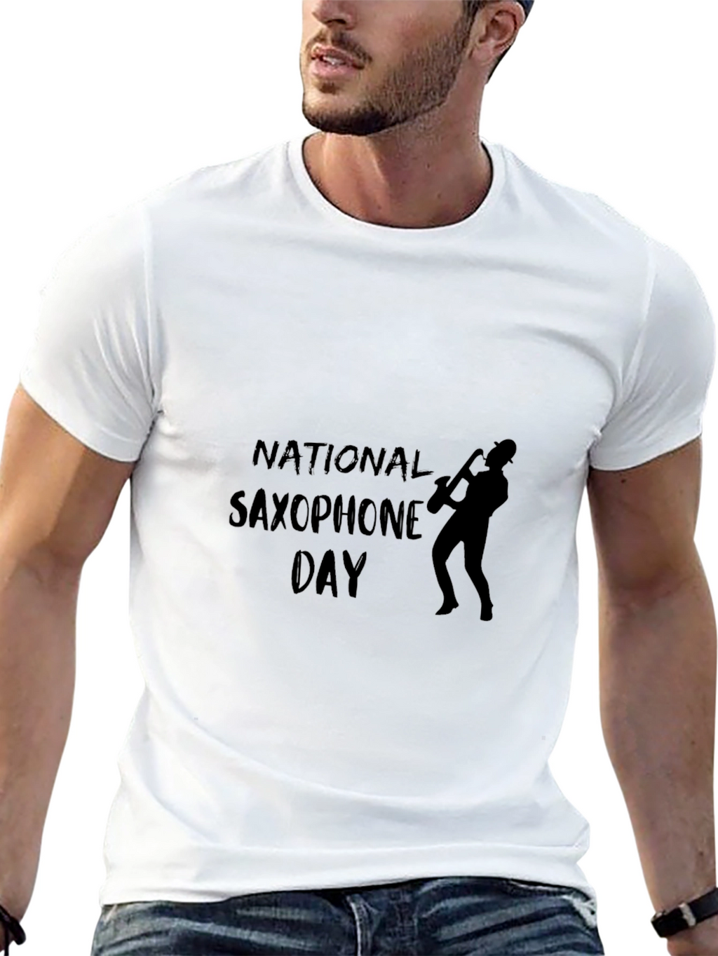 National Saxophone Day Black T-Shirt - Musician Gift