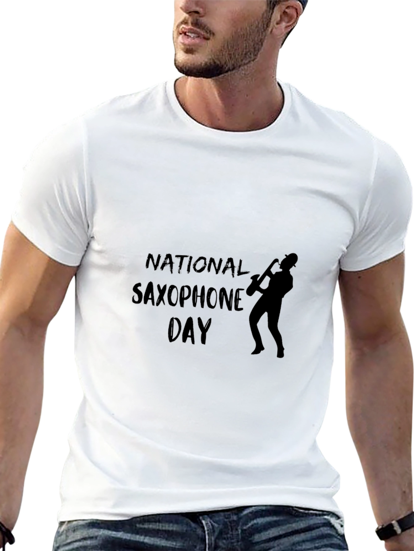 National Saxophone Day Black T-Shirt - Musician Gift