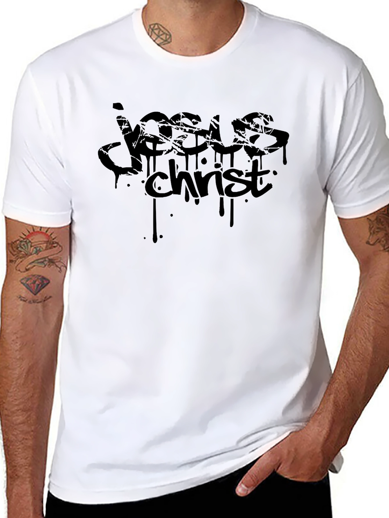 Jesus Christ Graffiti Style Black T-Shirt