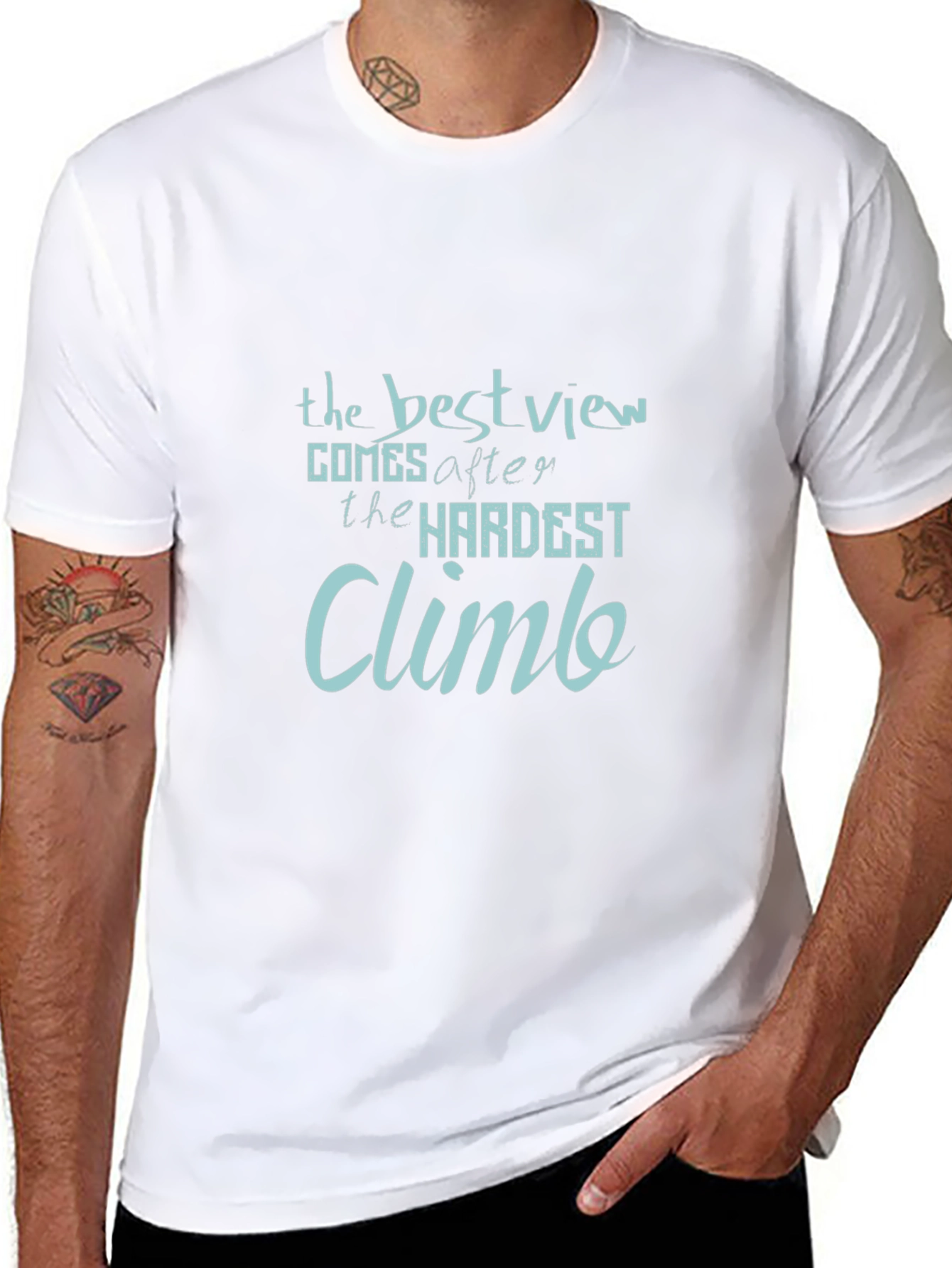 Inspirational Quote Graphic Tee: The Best View Climb