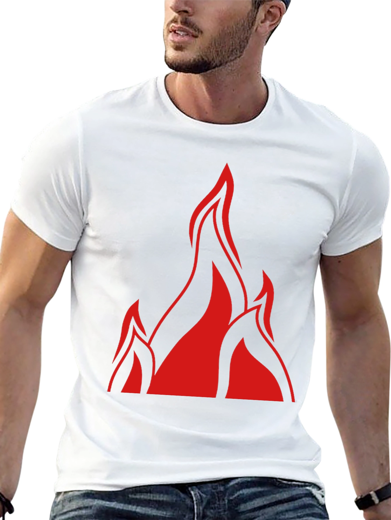 Bold Flame Graphic Black T-Shirt