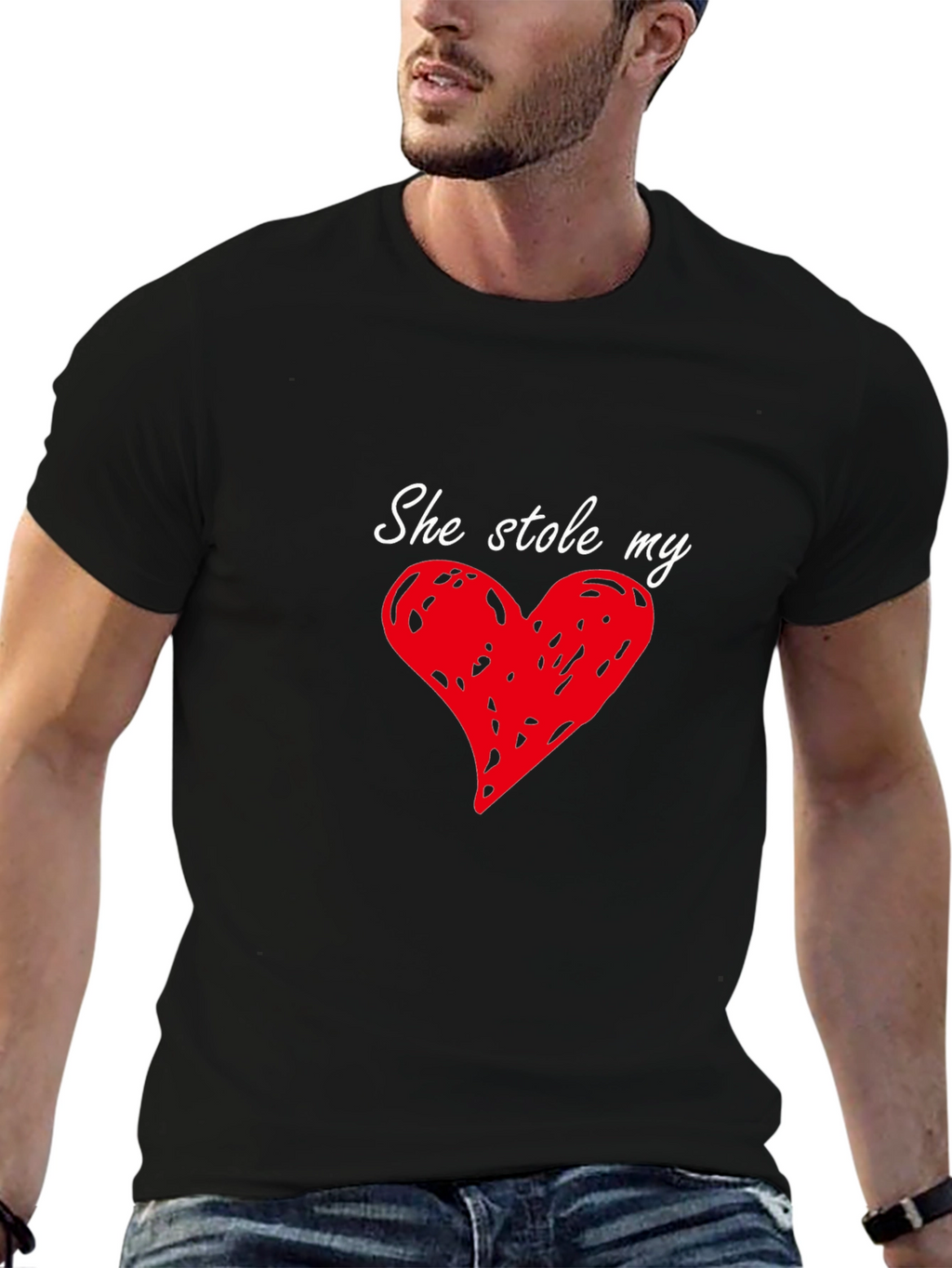 She Stole My Heart Mens T-Shirt - Black