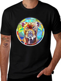 Stained Glass Dog Graphic T-Shirt