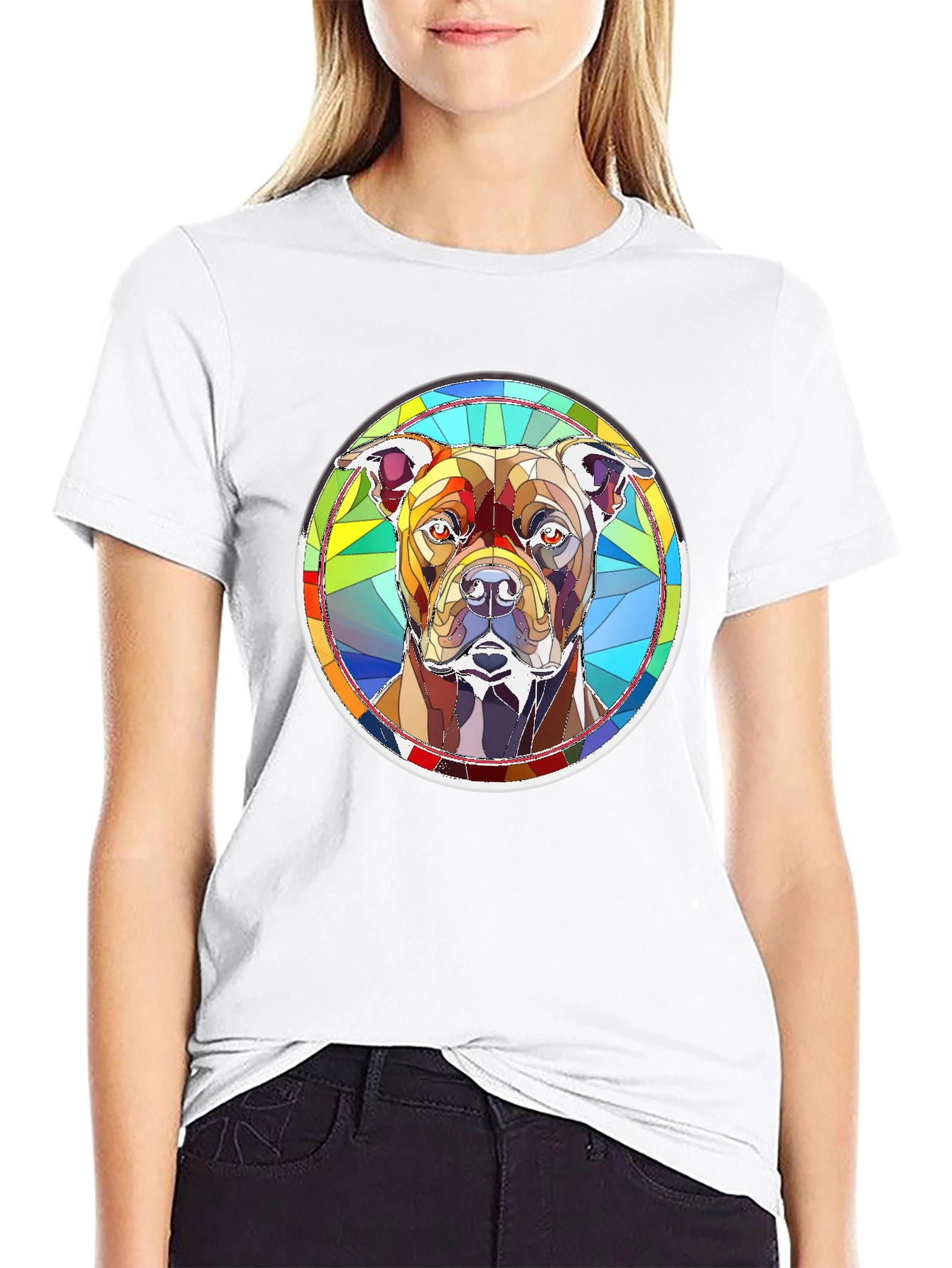Stained Glass Dog Graphic T-Shirt