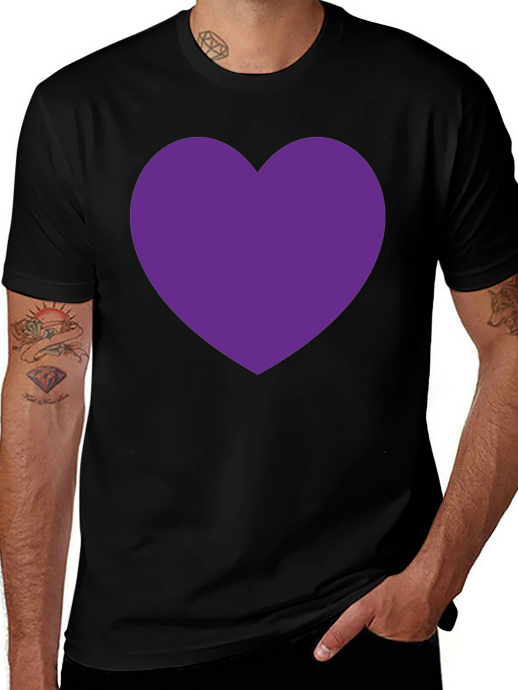 Heart Tee - Bold Purple Heart on Black