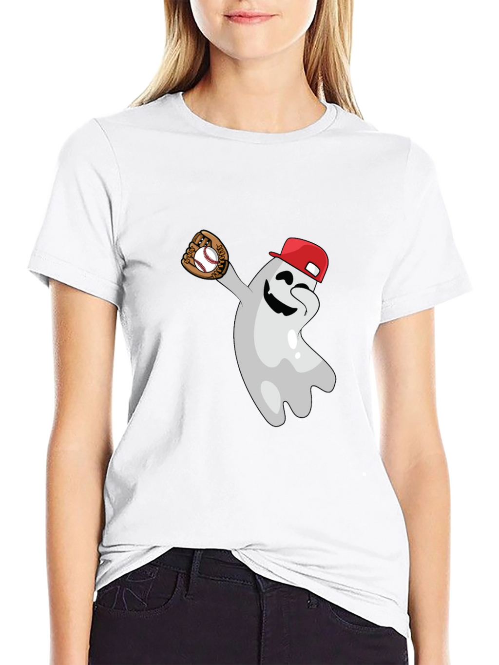 Baseball Ghost Graphic Tee - Funny Halloween Shirt