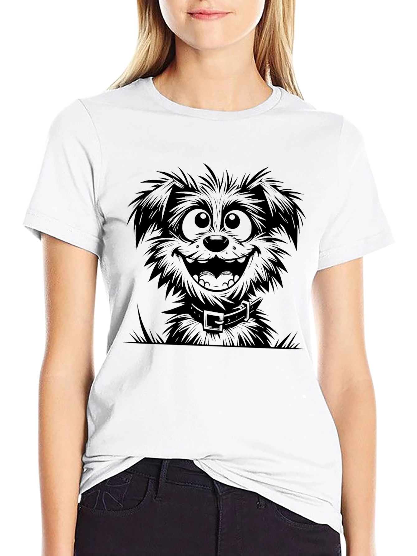 Cartoon Dog Black T-Shirt