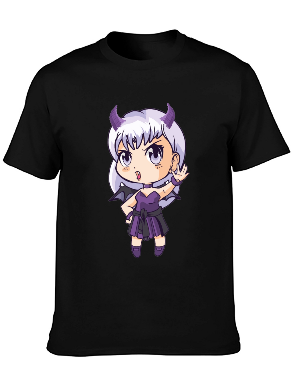 Anime Devil Girl T-Shirt - Black Cotton Tee