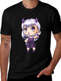 Anime Devil Girl T-Shirt - Black Cotton Tee