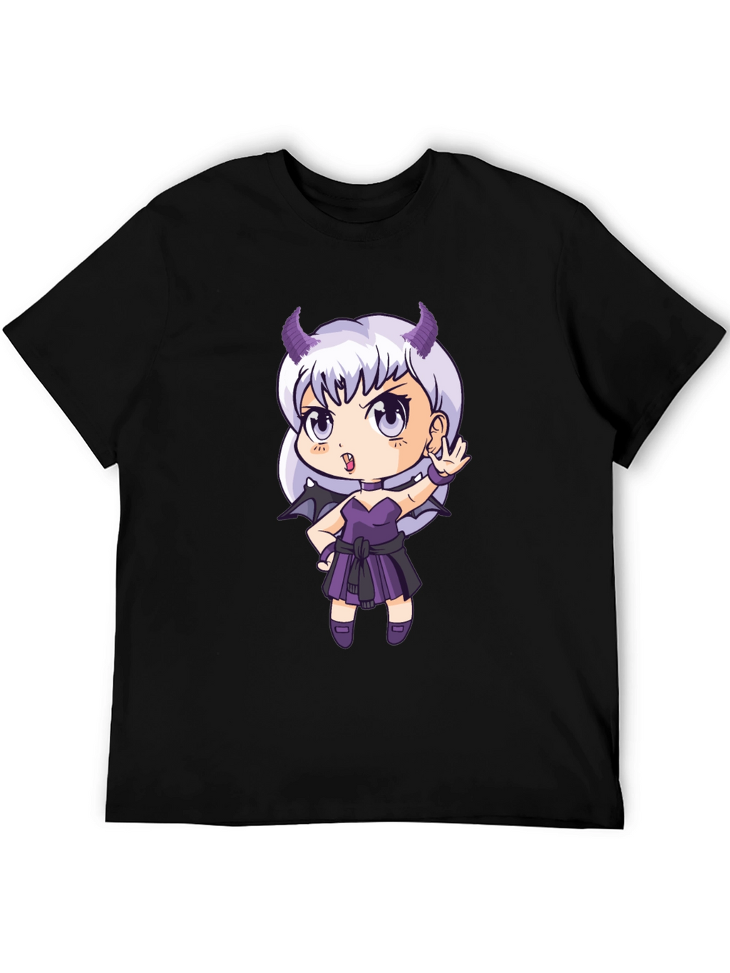 Anime Devil Girl T-Shirt - Black Cotton Tee