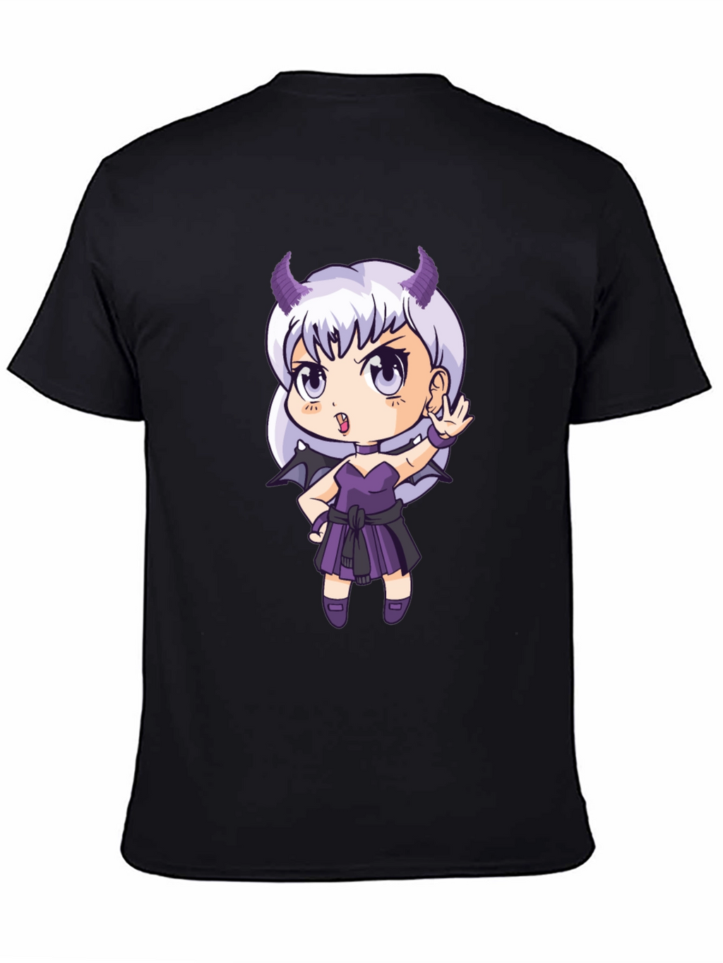 Anime Devil Girl T-Shirt - Black Cotton Tee