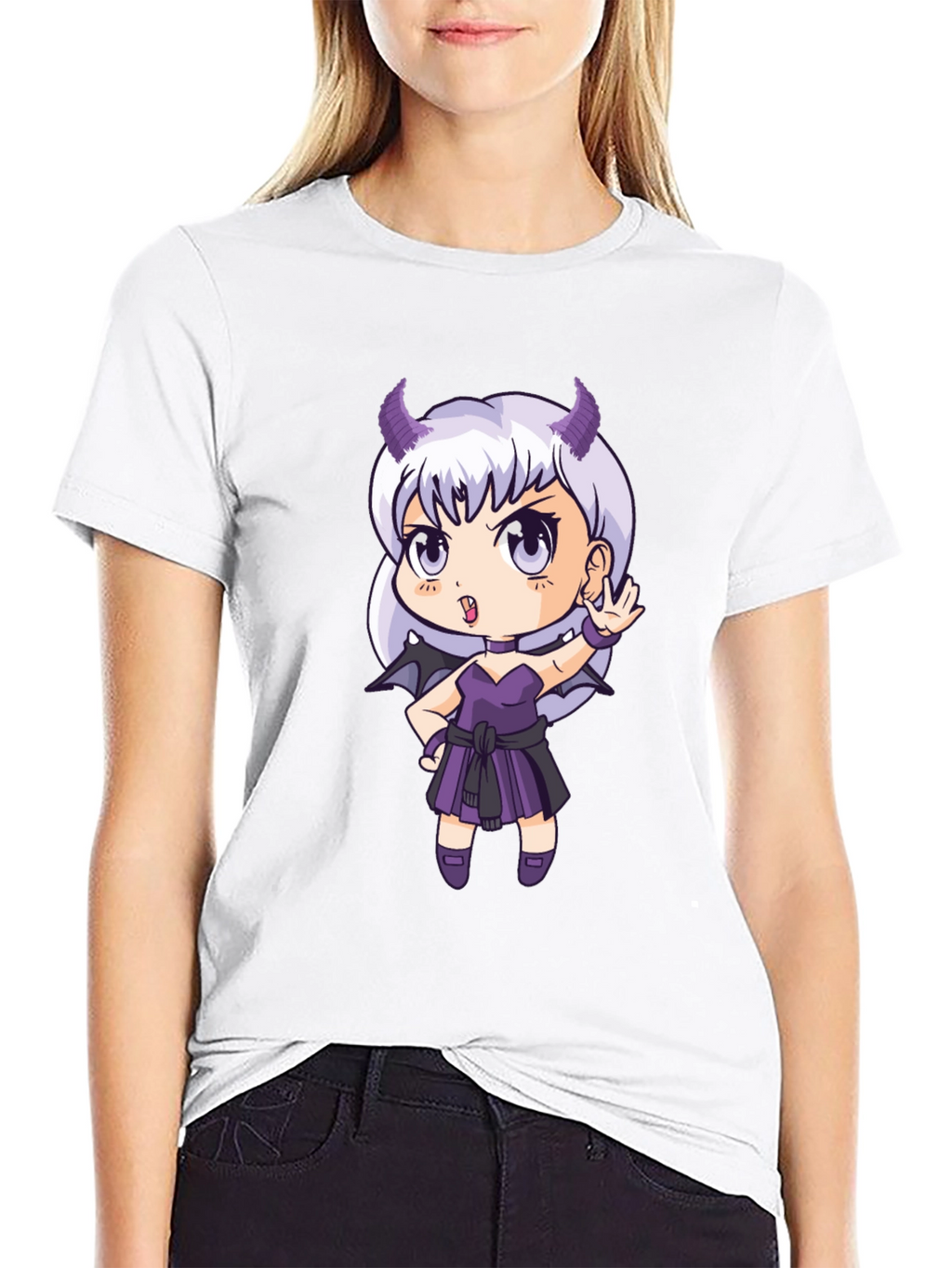 Anime Devil Girl T-Shirt - Black Cotton Tee