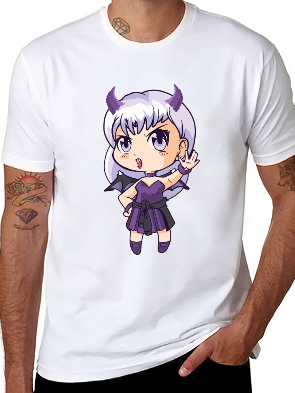 Anime Devil Girl T-Shirt - Black Cotton Tee
