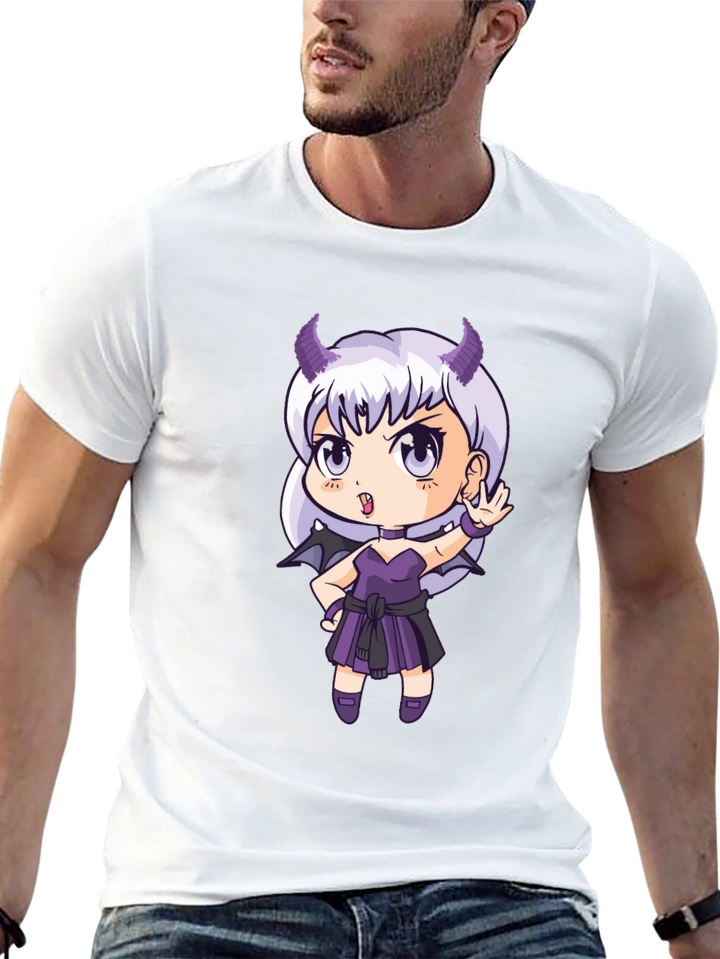 Anime Devil Girl T-Shirt - Black Cotton Tee