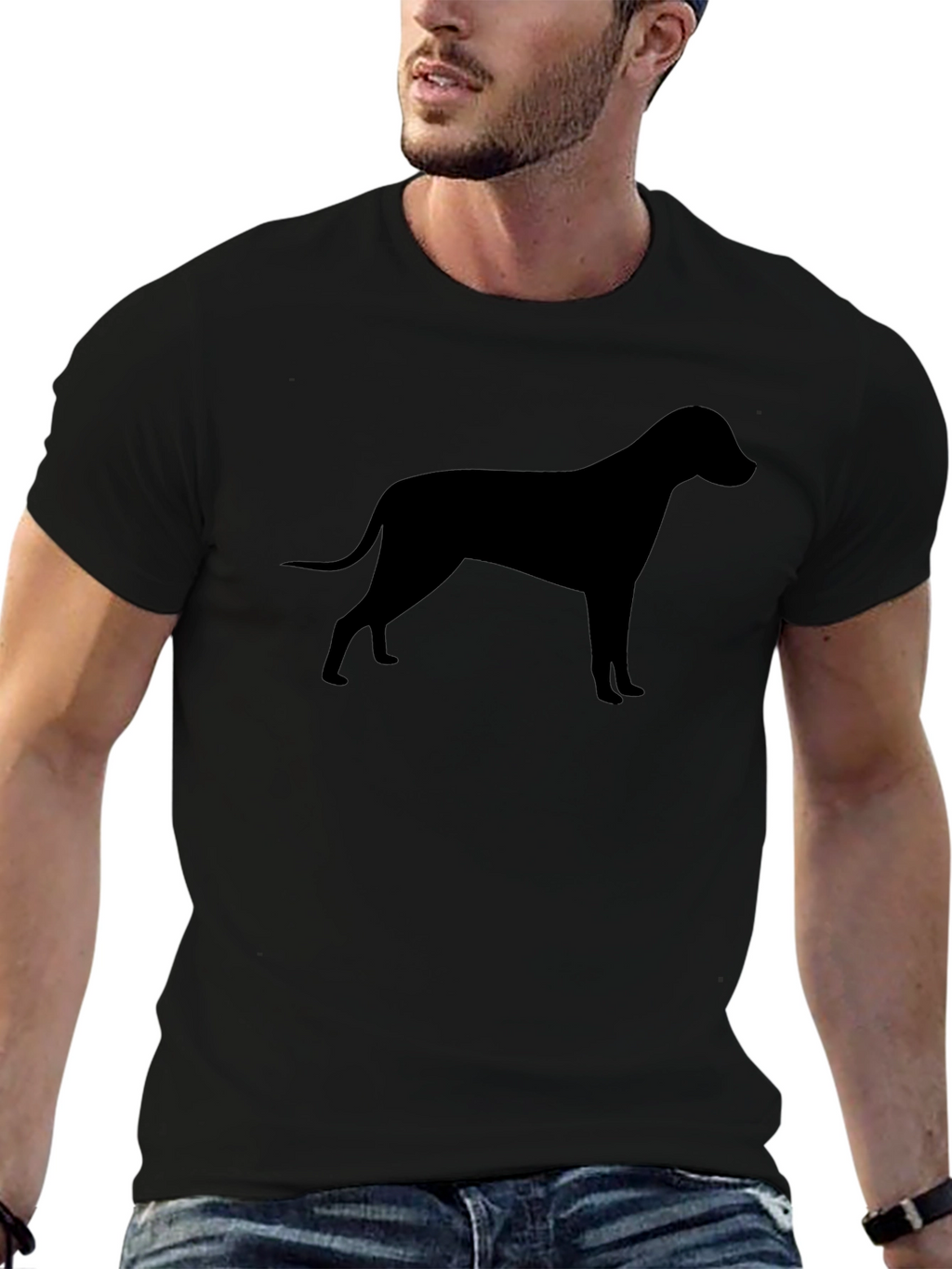 Dog Silhouette Black T-Shirt Unisex Casual Tee