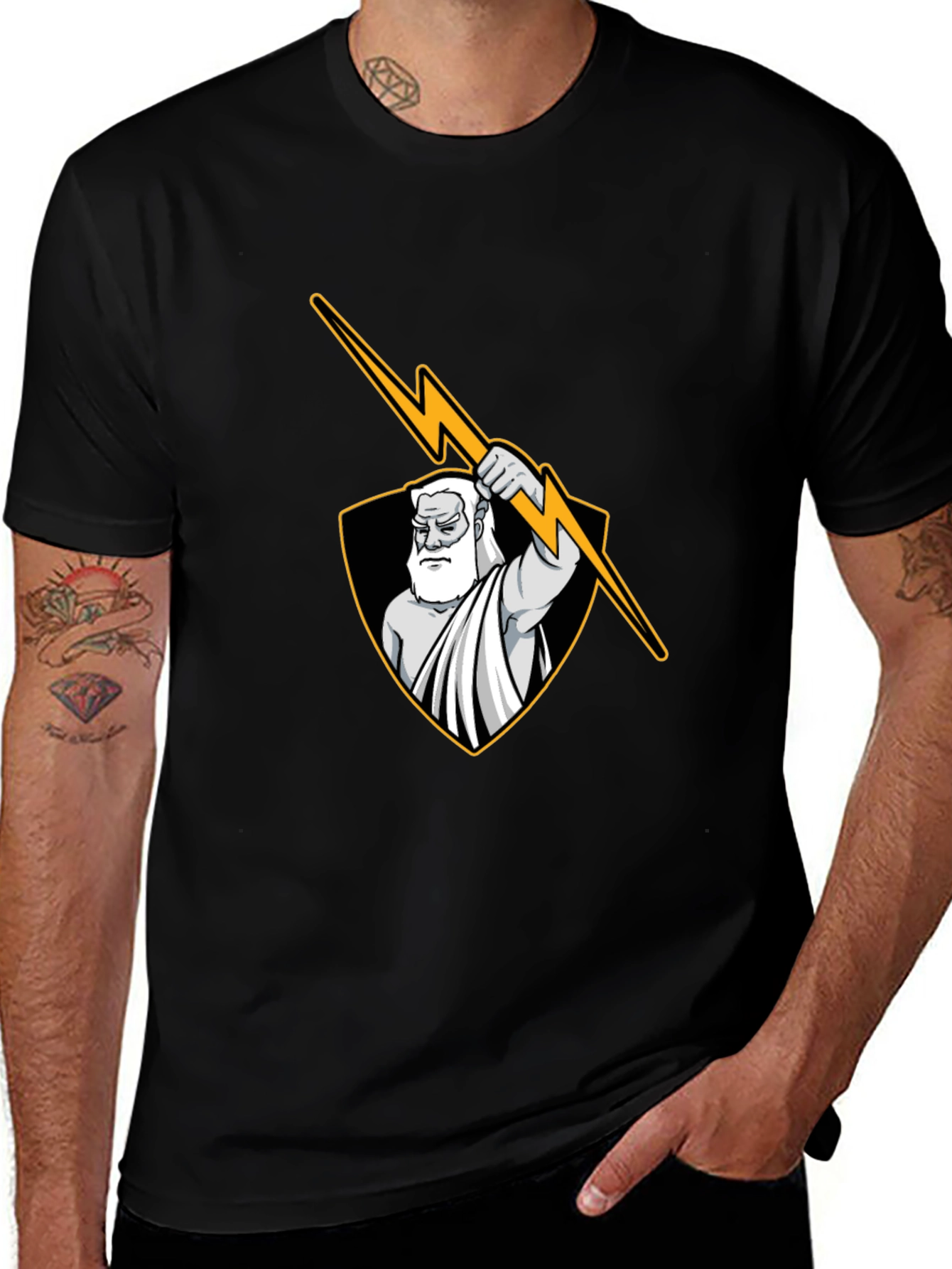 Zeus Lightning Bolt Graphic Black Tee