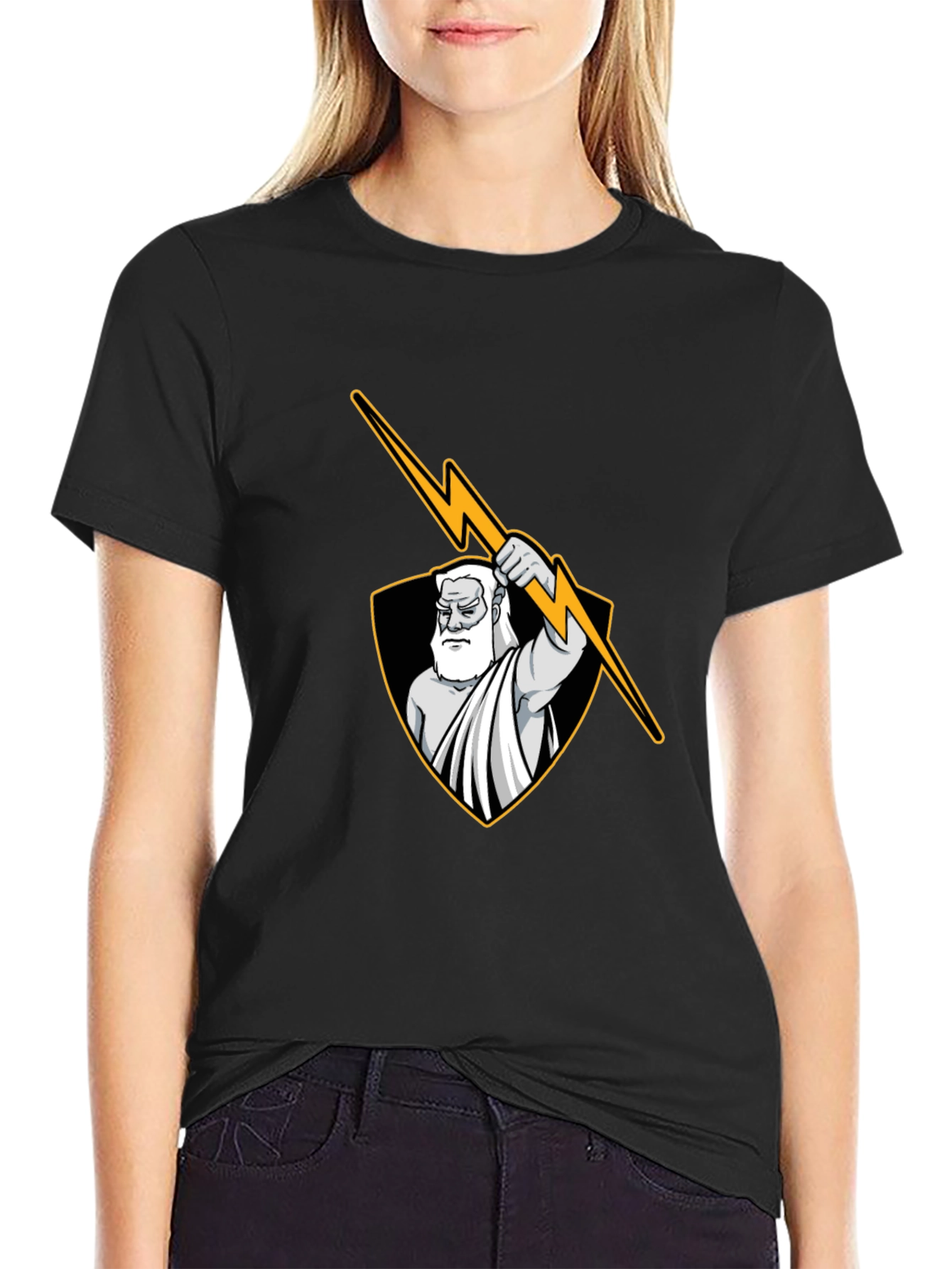 Zeus Lightning Bolt Graphic Black Tee