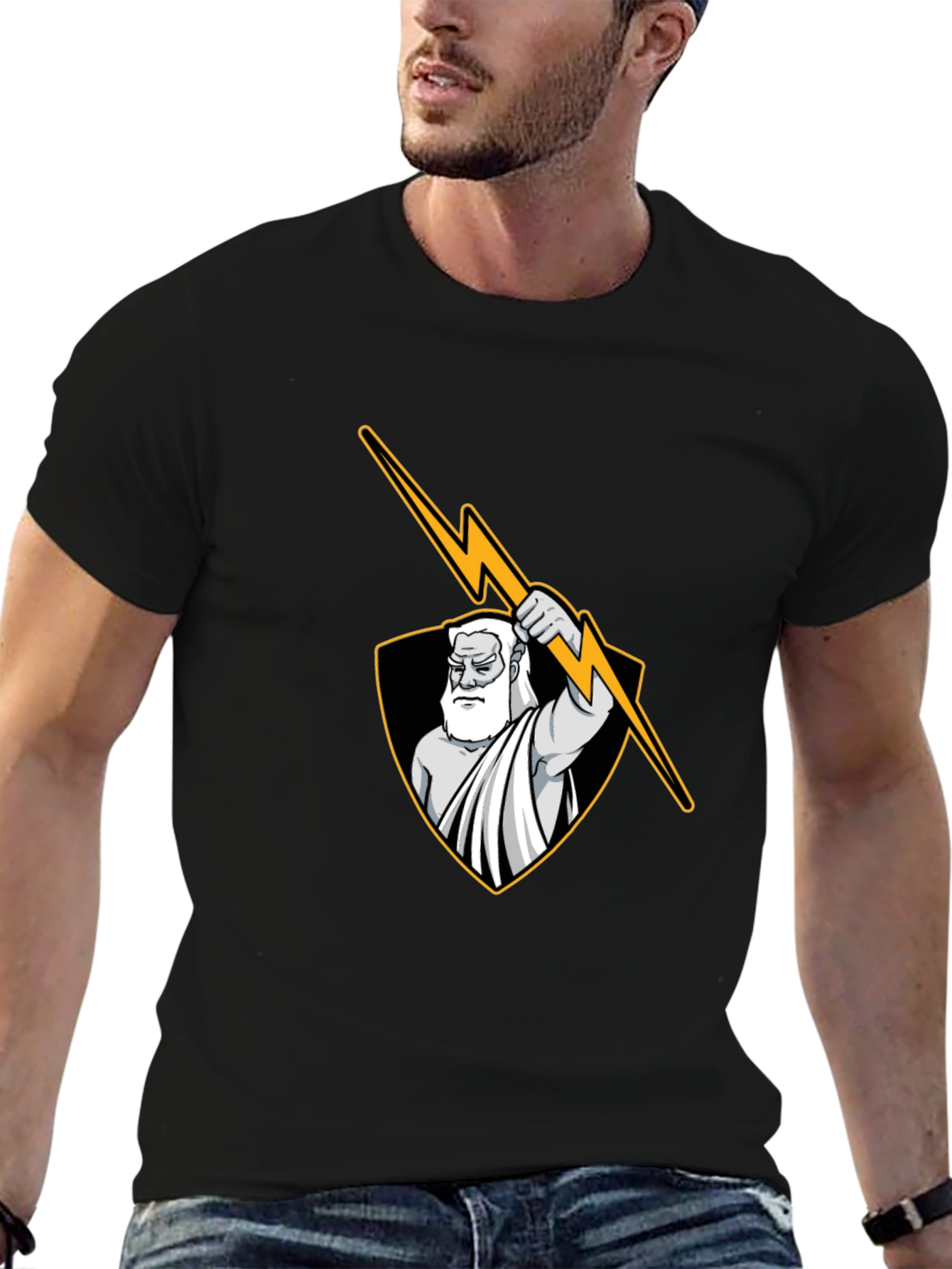 Zeus Lightning Bolt Graphic Black Tee