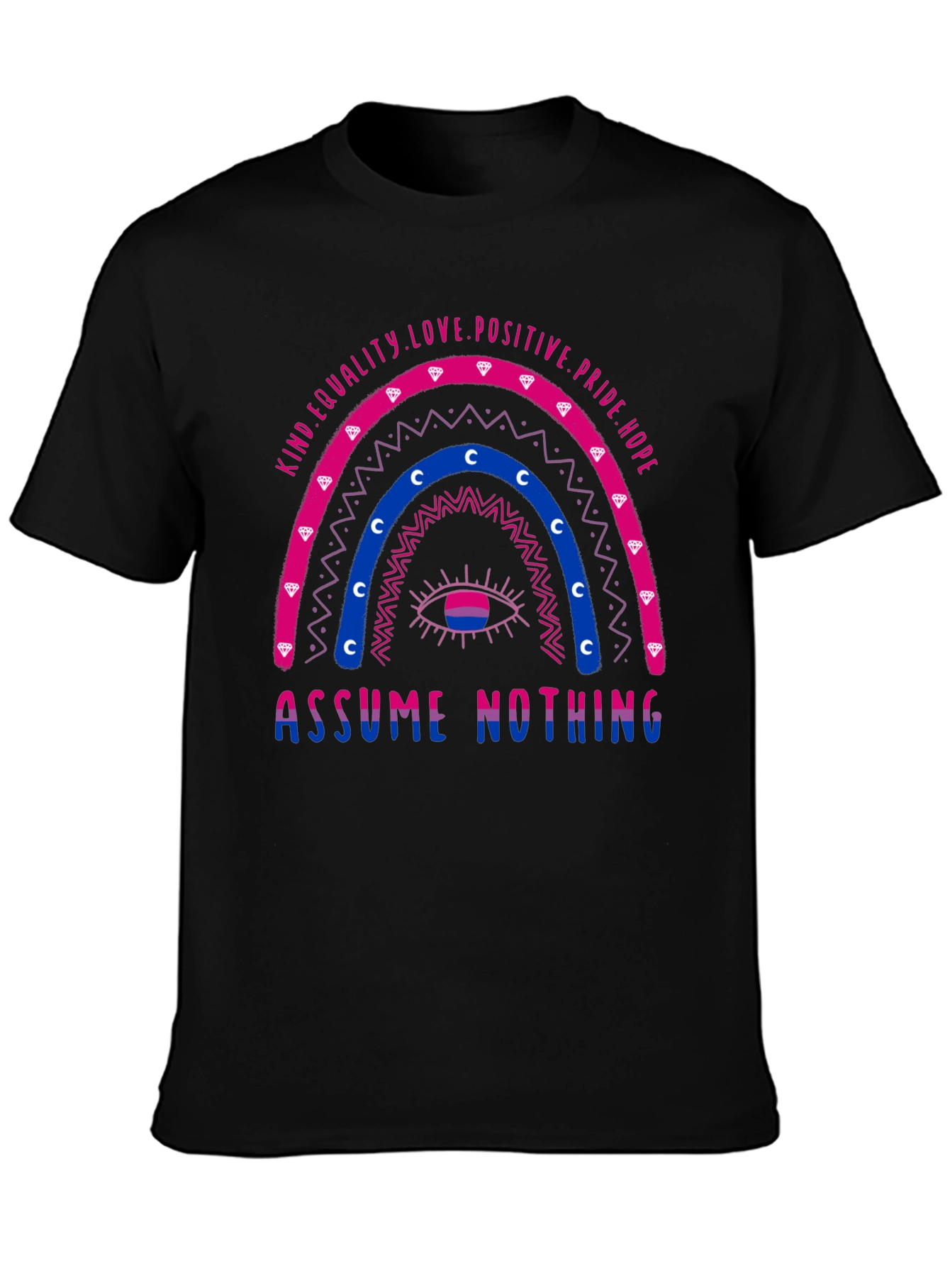 Bisexual Pride T-Shirt - Assume Nothing Rainbow Design